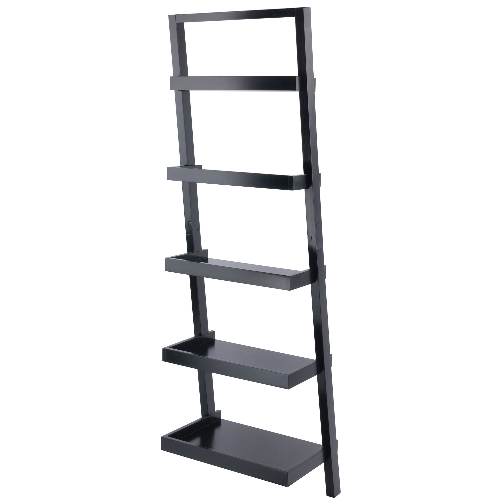 Winsome Wood Bailey Black 5-Shelf Ladder Bookcase (25.4-in W x 74.6-in ...