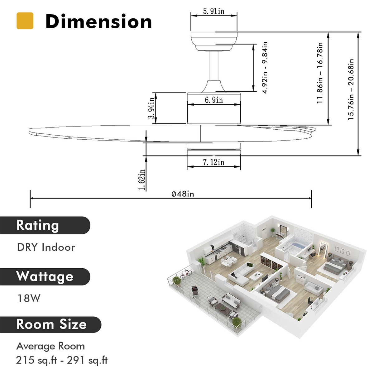 WELLFOR DFJ10180US-SL Ceiling-Fans - View #11