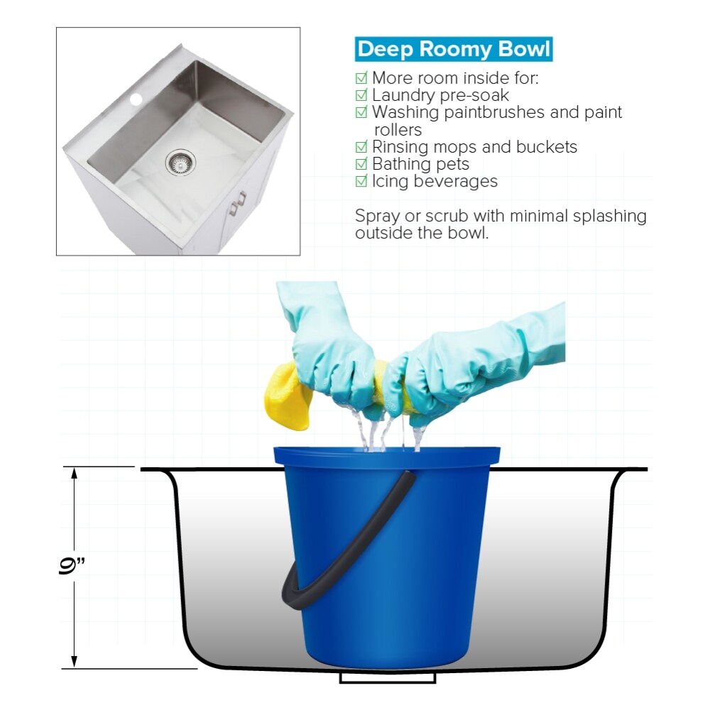 Transolid 20 In X 24 In 1 Basin White Freestanding Laundry Sink With