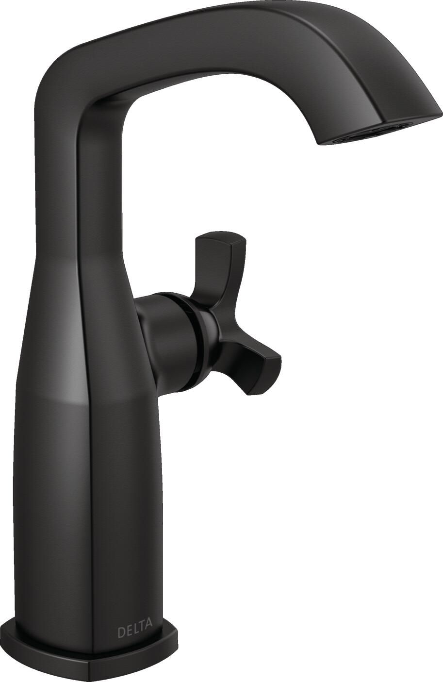 Delta 6766-BL-DST Stryke Matte Black Single hole 1-handle WaterSense Mid-arc Residential Handle Bathroom Sink Faucet