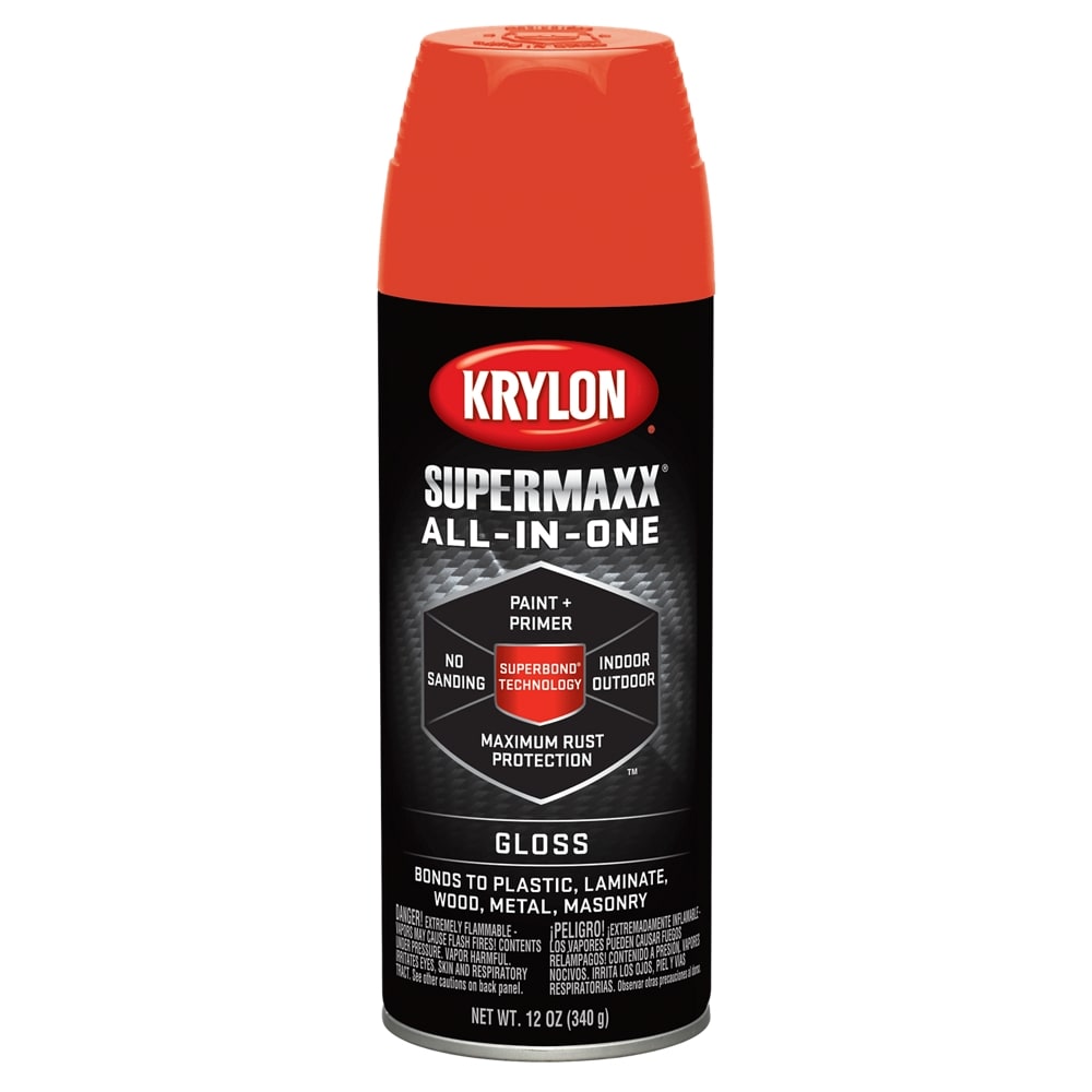 Krylon K08961000 SuperMaxx Gloss Mandarin Spray Paint and Primer In One (NET WT. 12-oz )