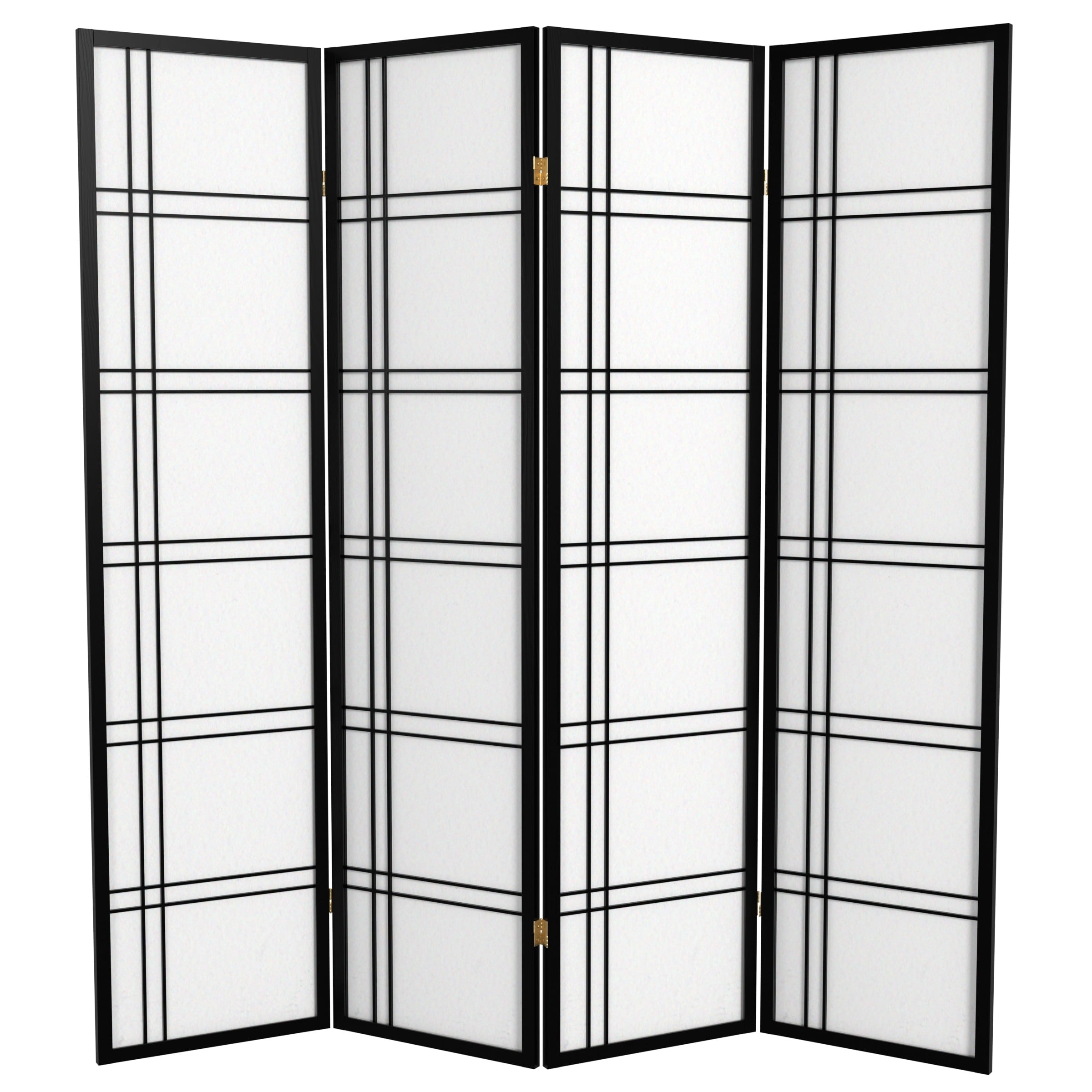 Red Lantern SSCDBLX-4P-BLK 4-Panel Black Wood Folding Shoji Style Room Divider