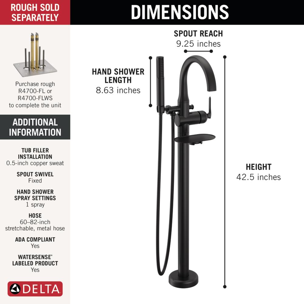 Delta T4745-BLFL Roman-Tub-Faucets - View #4
