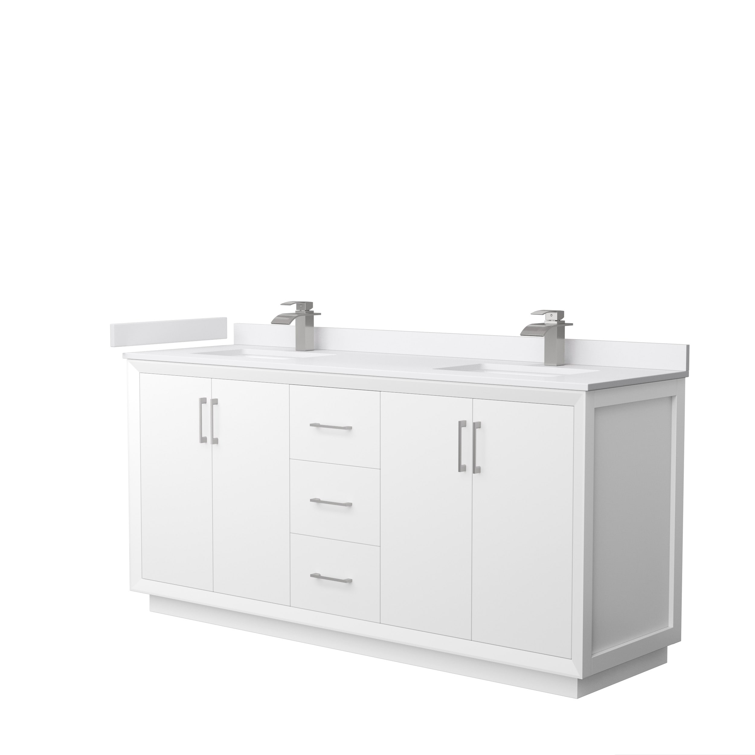 Wyndham Collection WCF414172DWHWCUNSMXX Strada 72-in White with Brushed Nickel Trim Undermount Double sink Bathroom Vanity with White cultured marble Cultured marble Top