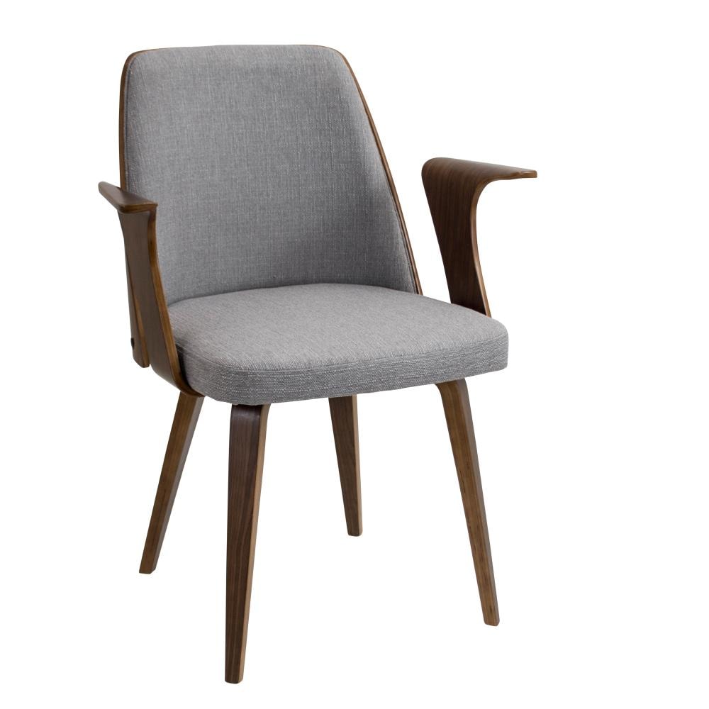 LumiSource CH-VRDNA WL+GY Verdana Midcentury Walnut, Grey Accent Chair