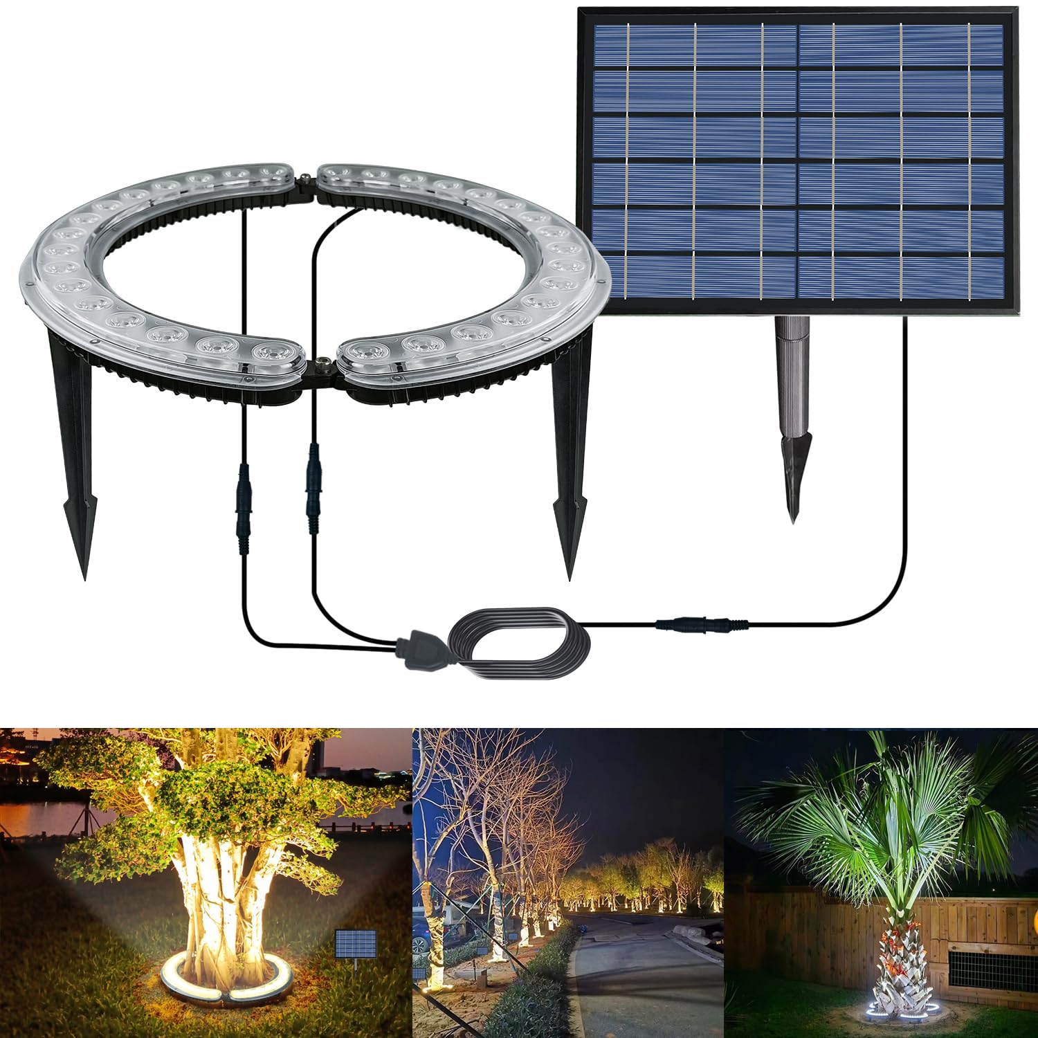 KIWDZFU  Solar Palm Tree Lights Outdoor 32 LEDs Landscape Spotlights Solar Powered Flood Lights for Large Trees Yard Garden