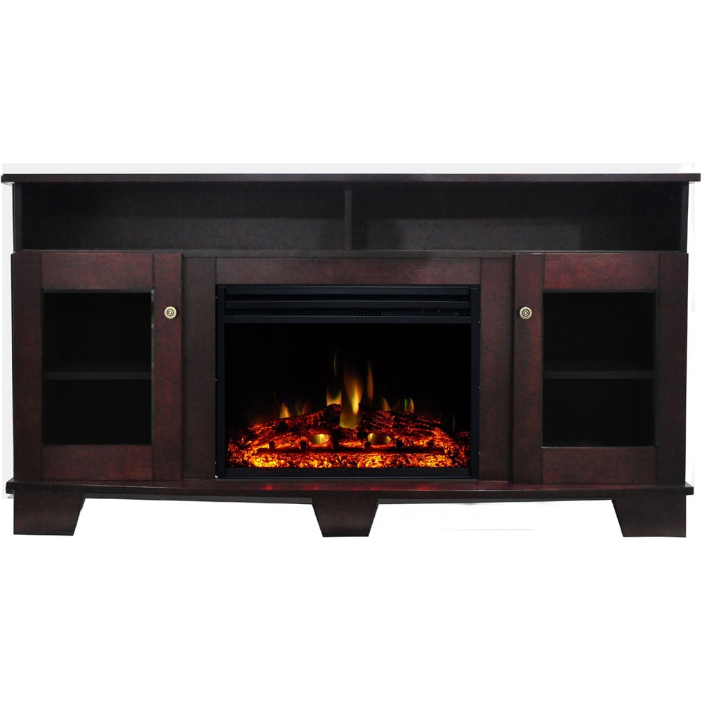 Cambridge CAM6022-1MAHLG3 59.1-in W Mahogany TV Stand with Fan-forced Electric Fireplace