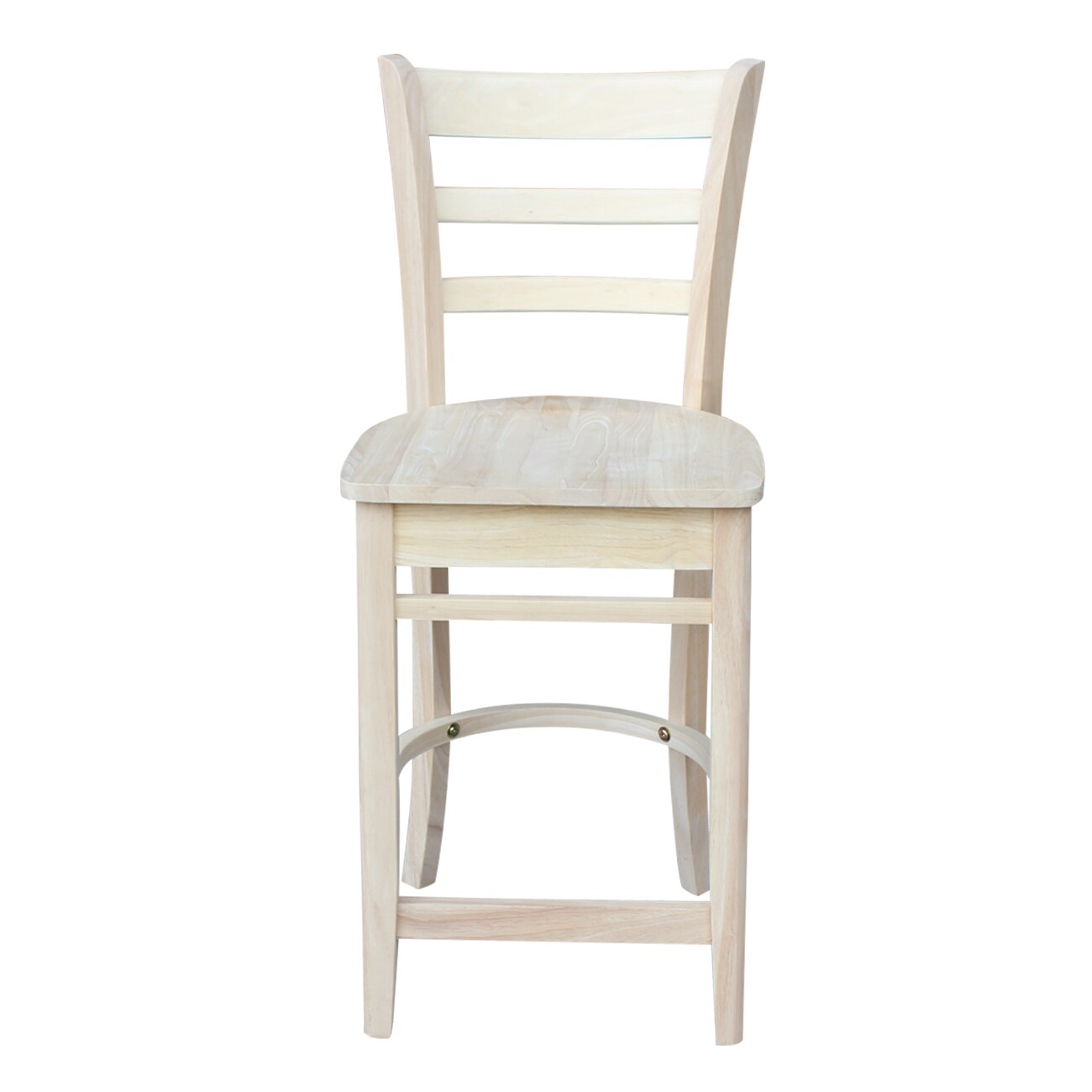 Emily Solid Parawood Counter Height Stool, 24" Seat, Unfinished