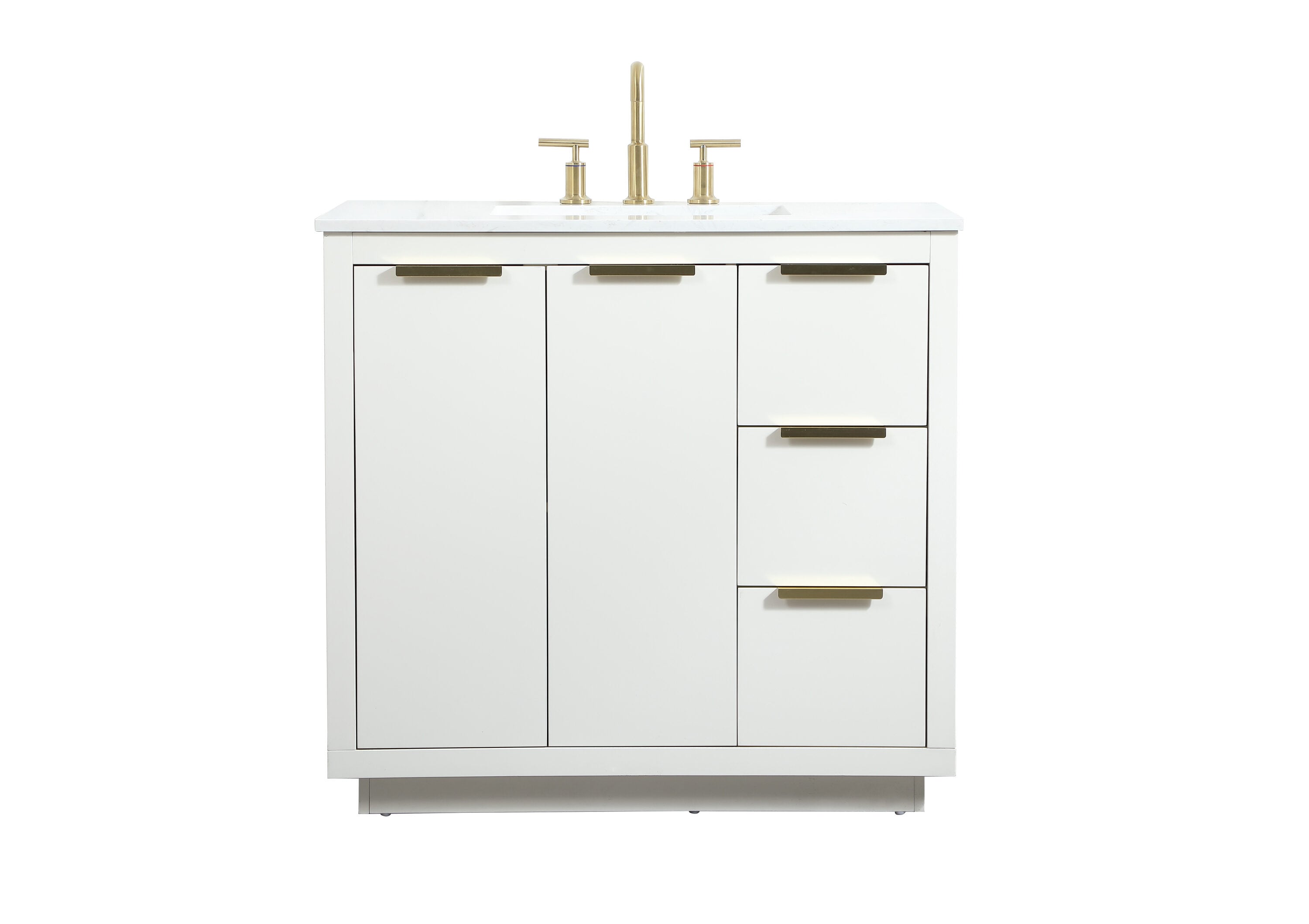 Home Furnishing 36-in White Undermount Single Sink Bathroom Vanity with Calacatta White Quartz Top | - Elegant Decor HF58308WH