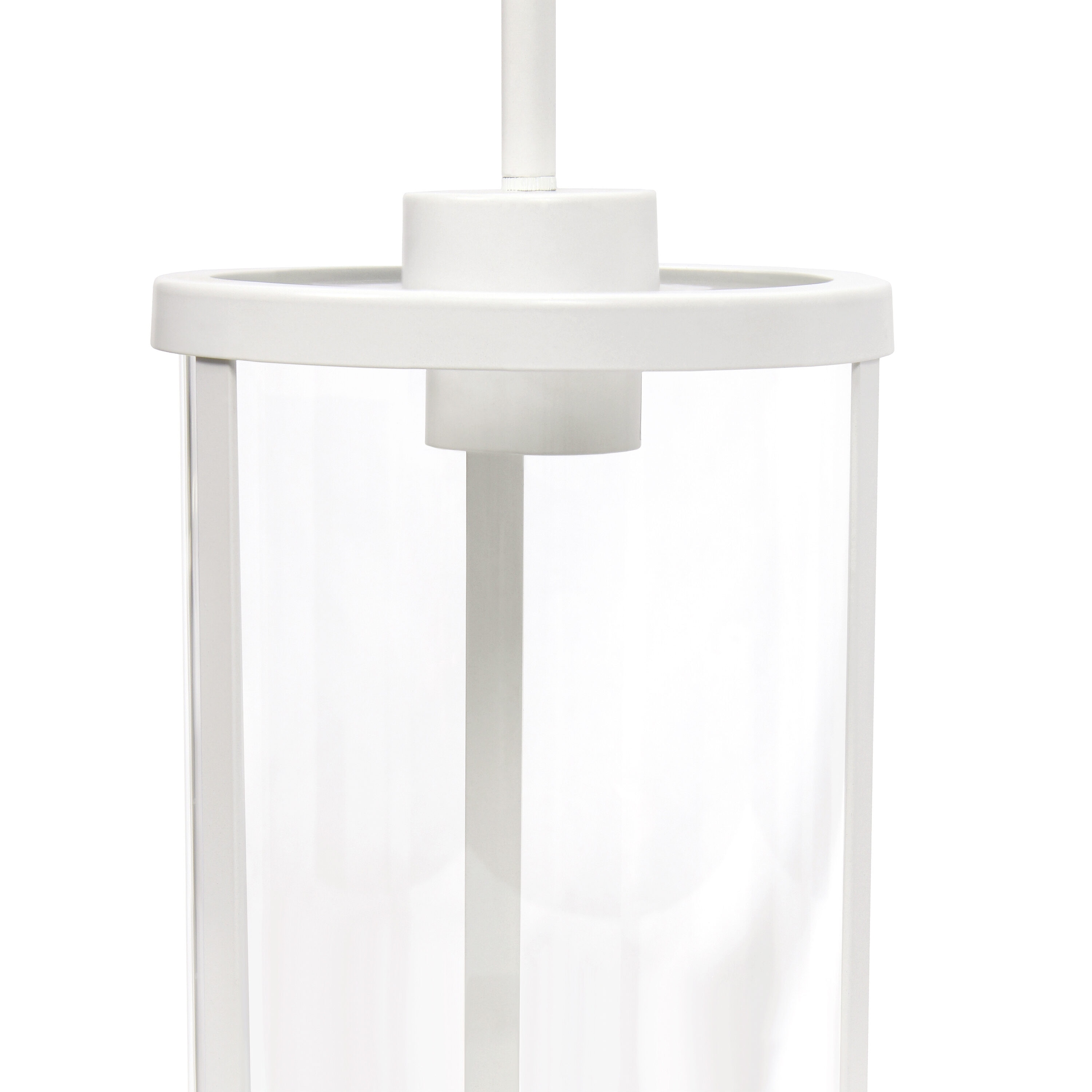 Farmhouse Chic 55" White Metal & Clear Glass Adjustable Pendant Light
