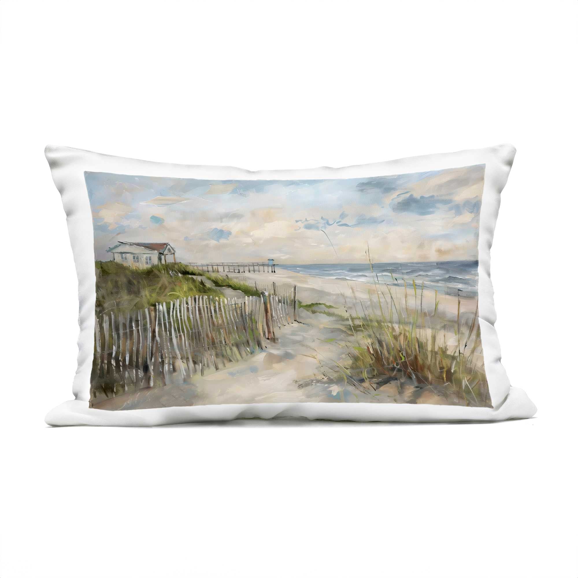 Stupell Industries PLP-984-ORC-14X20 Favorite Spot Beach View Outdoor Printed Pillowdesign by LSR Creative Studio 14 x 20