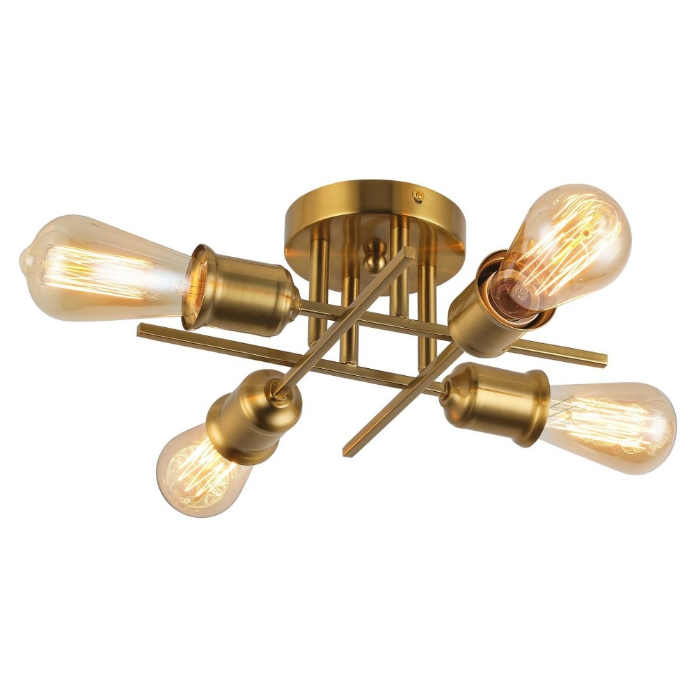 Dainolite Nebraska 4 - Light Aged Brass Brass Metal Flush Mount Light