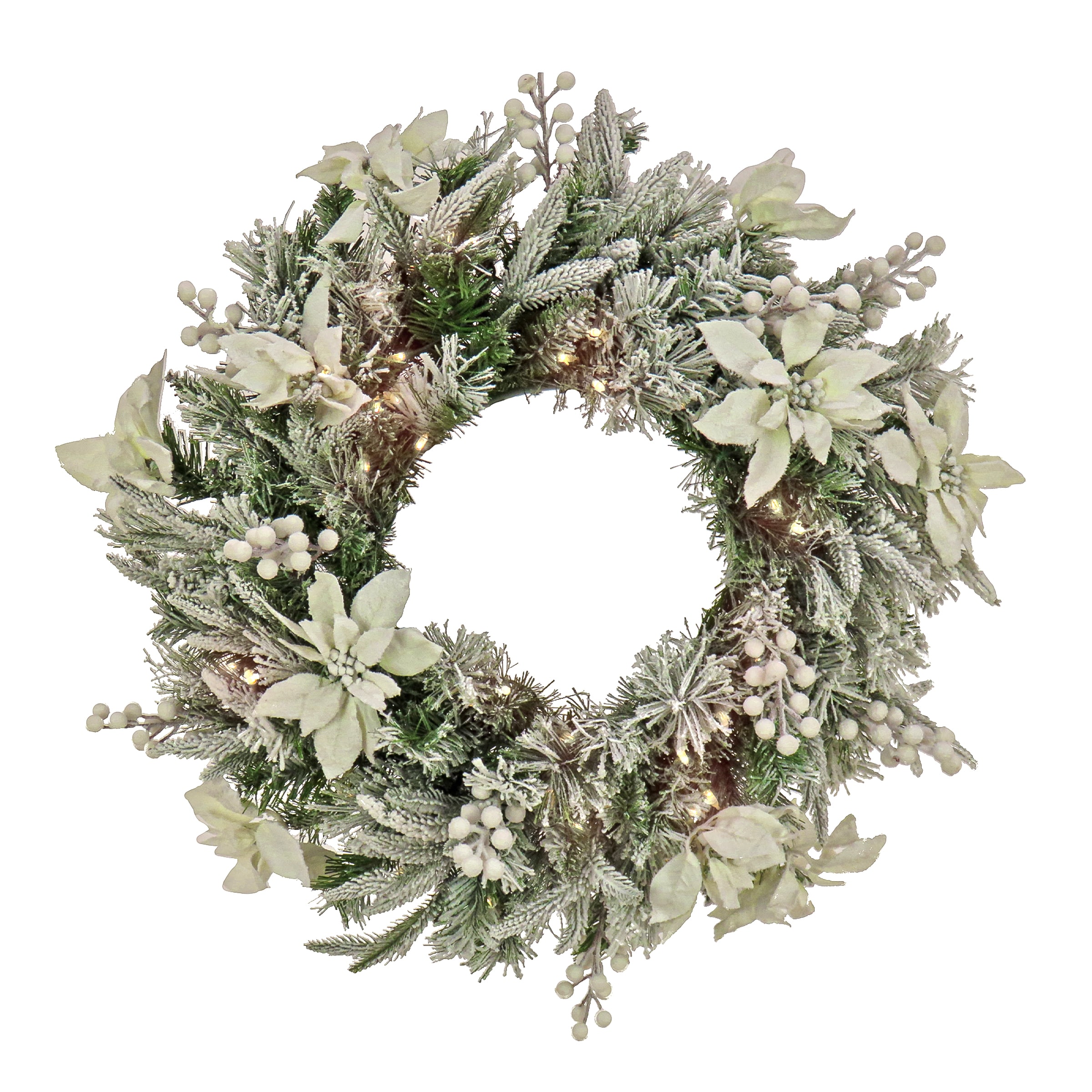 National Tree Company QPECO8-300-26WB 26-in Pre-lit Indoor/Outdoor Battery-operated Green Spruce Artificial Christmas Wreath