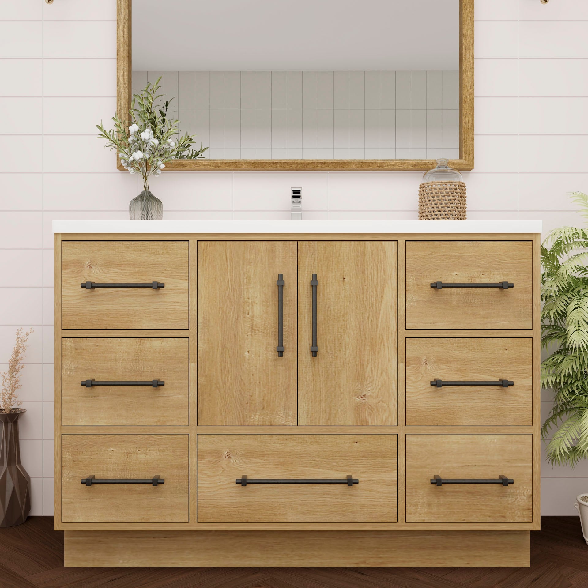 BV Better Vanity Victoria Single Sink Bathroom Vanity with White Acrylic Top (Fully Assembled)