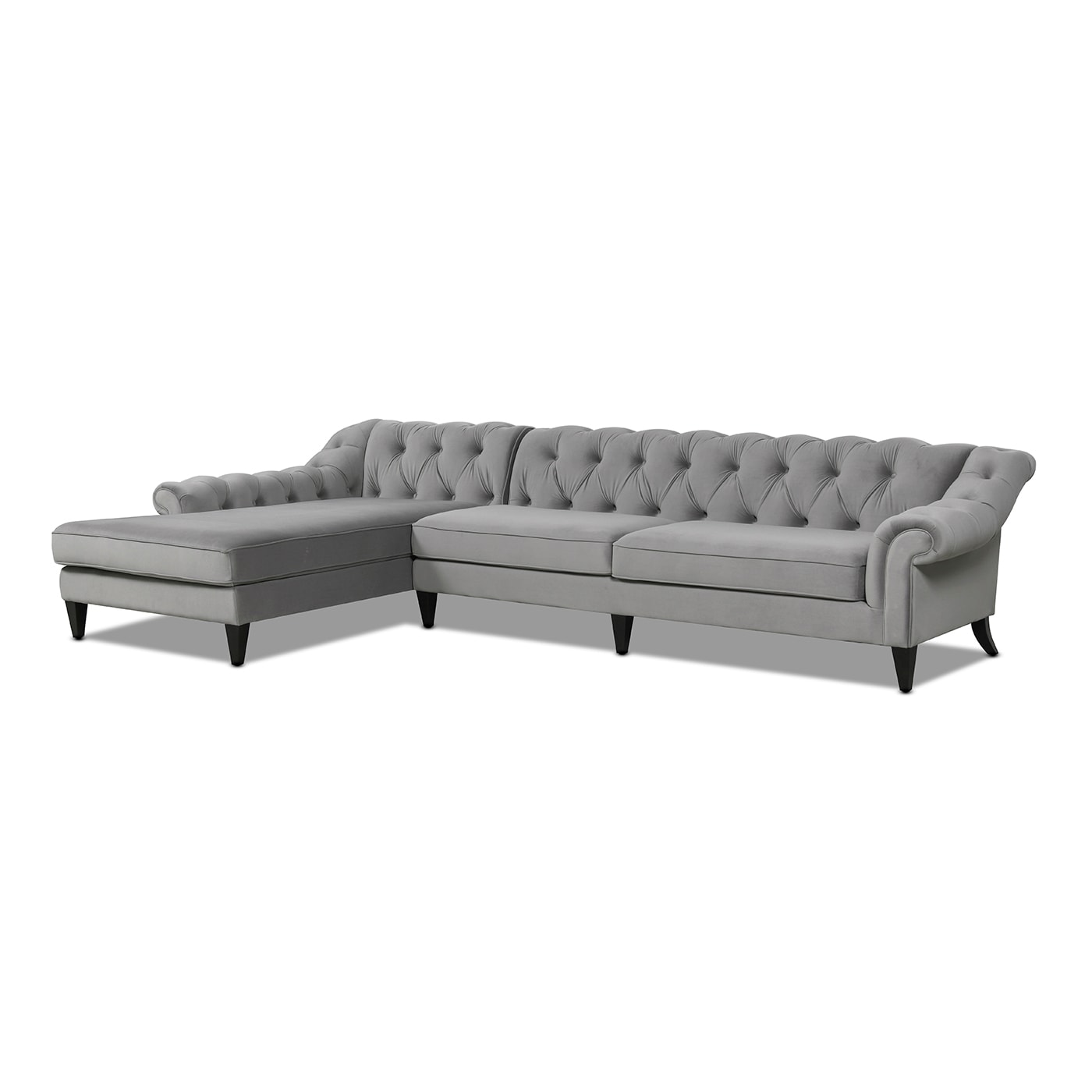 Jennifer Taylor Home Alexandra 132-in Modern Opal Grey Velvet 4-seater ...