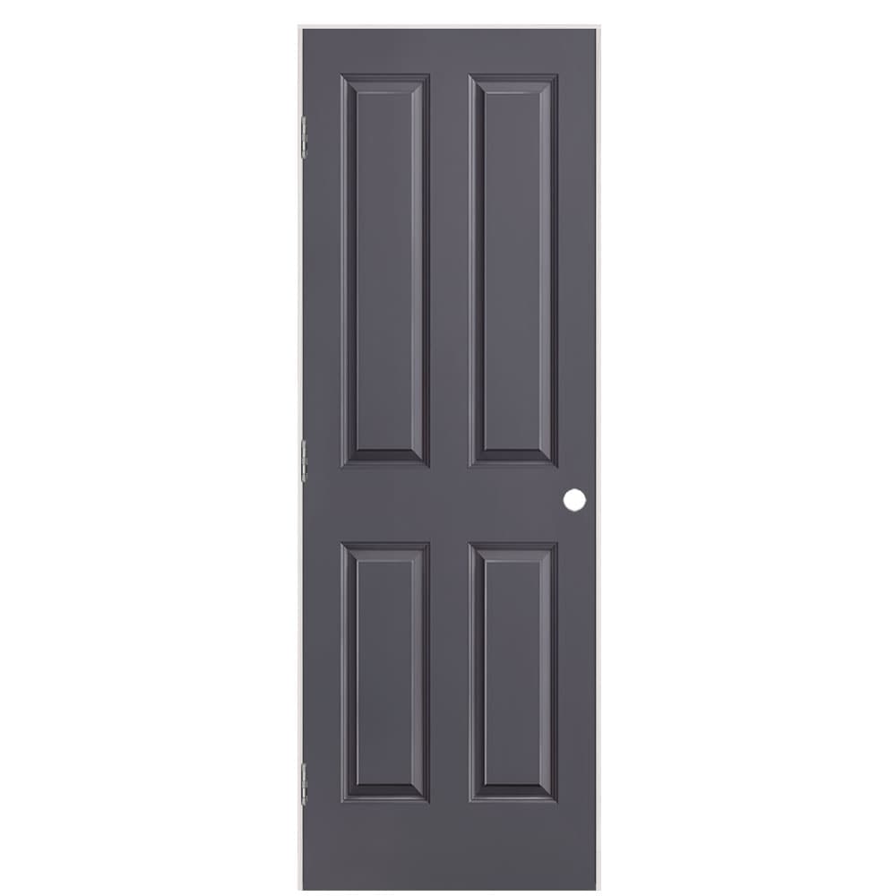 Masonite 1316560 28-in x 80-in Slate Solid core 4 panel square Right hand Smooth Prefinished Molded composite Flat Jamb Single Prehung Interior Door
