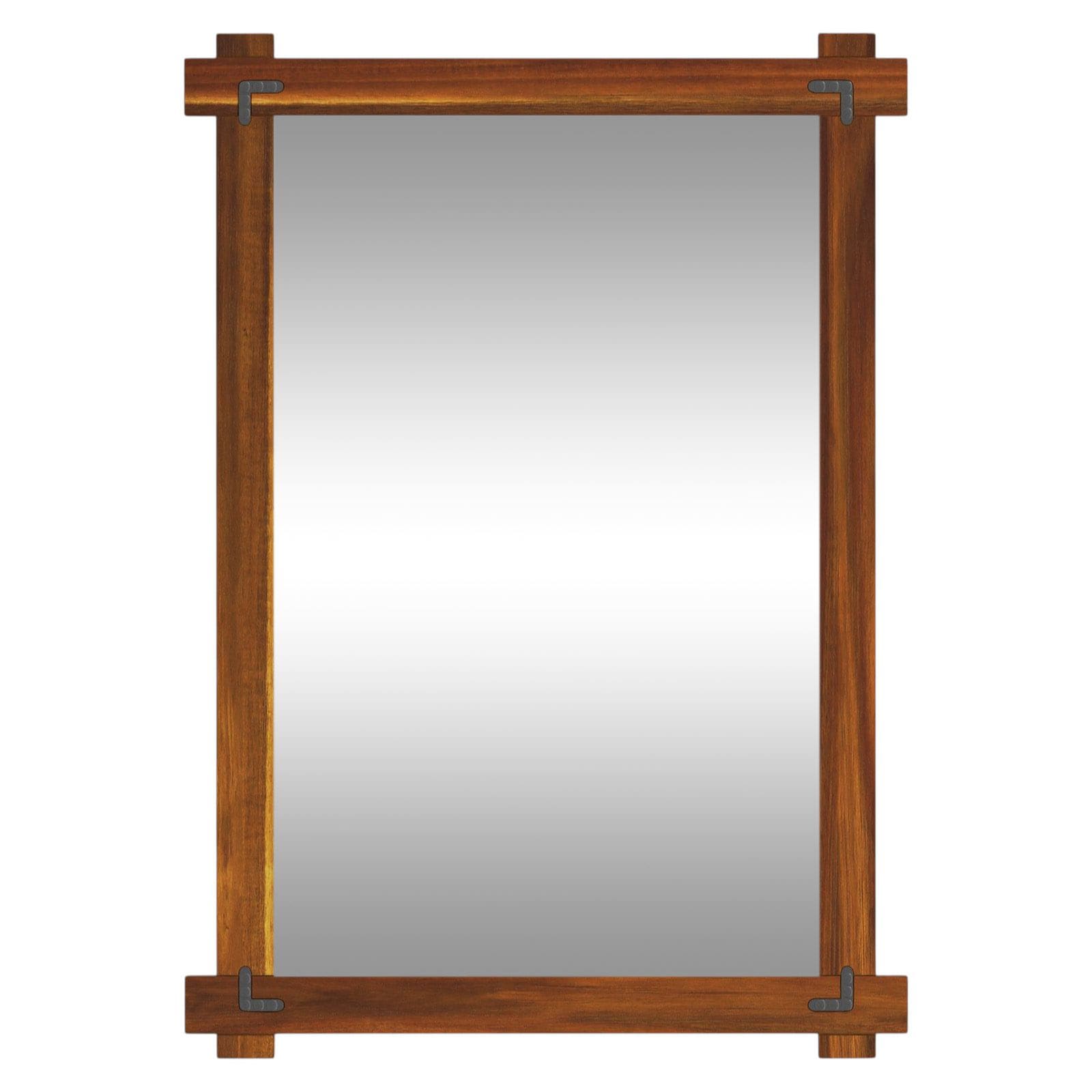Slickblue Rectangular Wall Mirror Acacia Wood Frameless Medium Mirror for Bedroom or Entryway