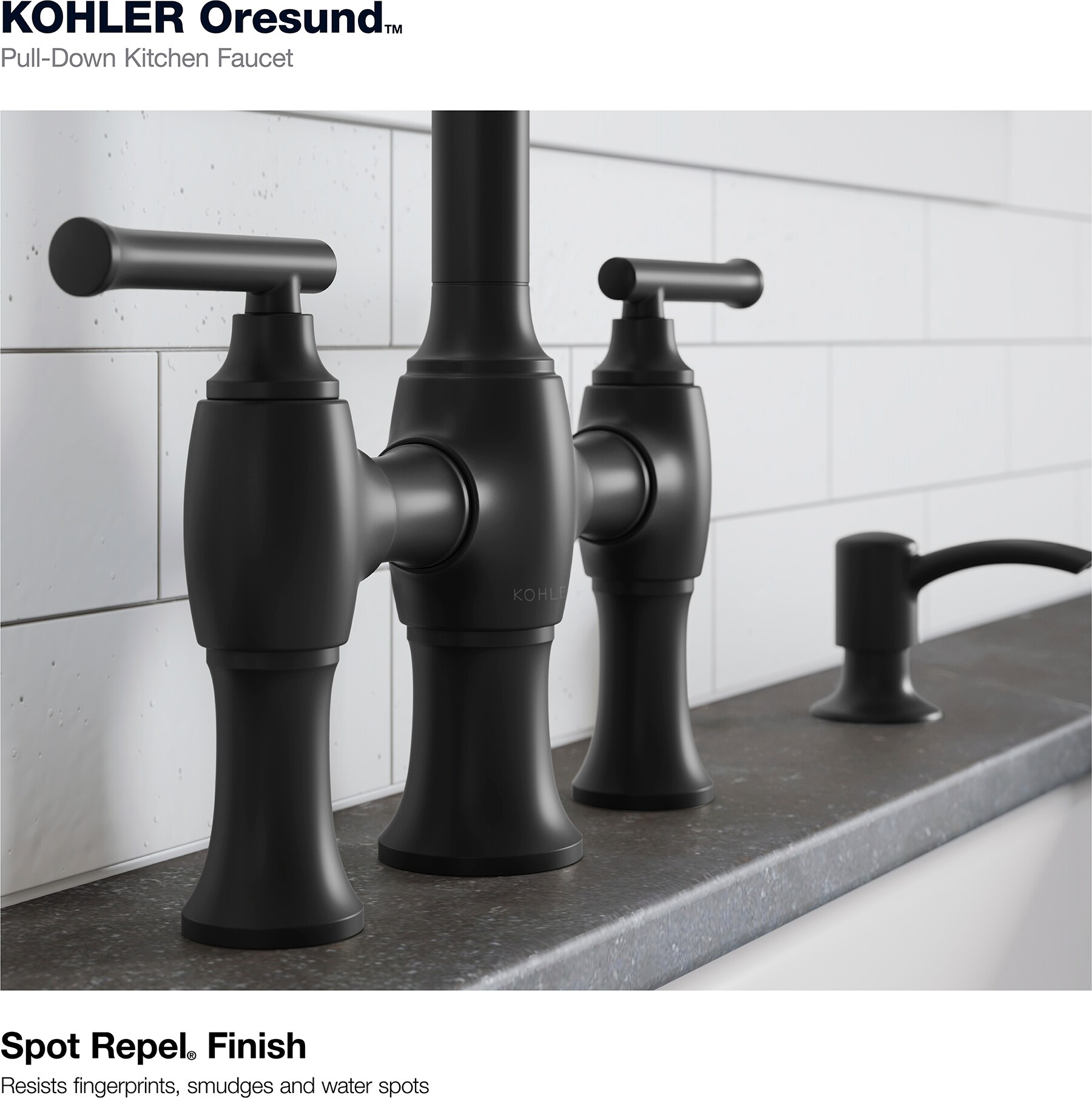 KOHLER Oresund Bridge Matte Black 2handle Pulldown Kitchen Faucet