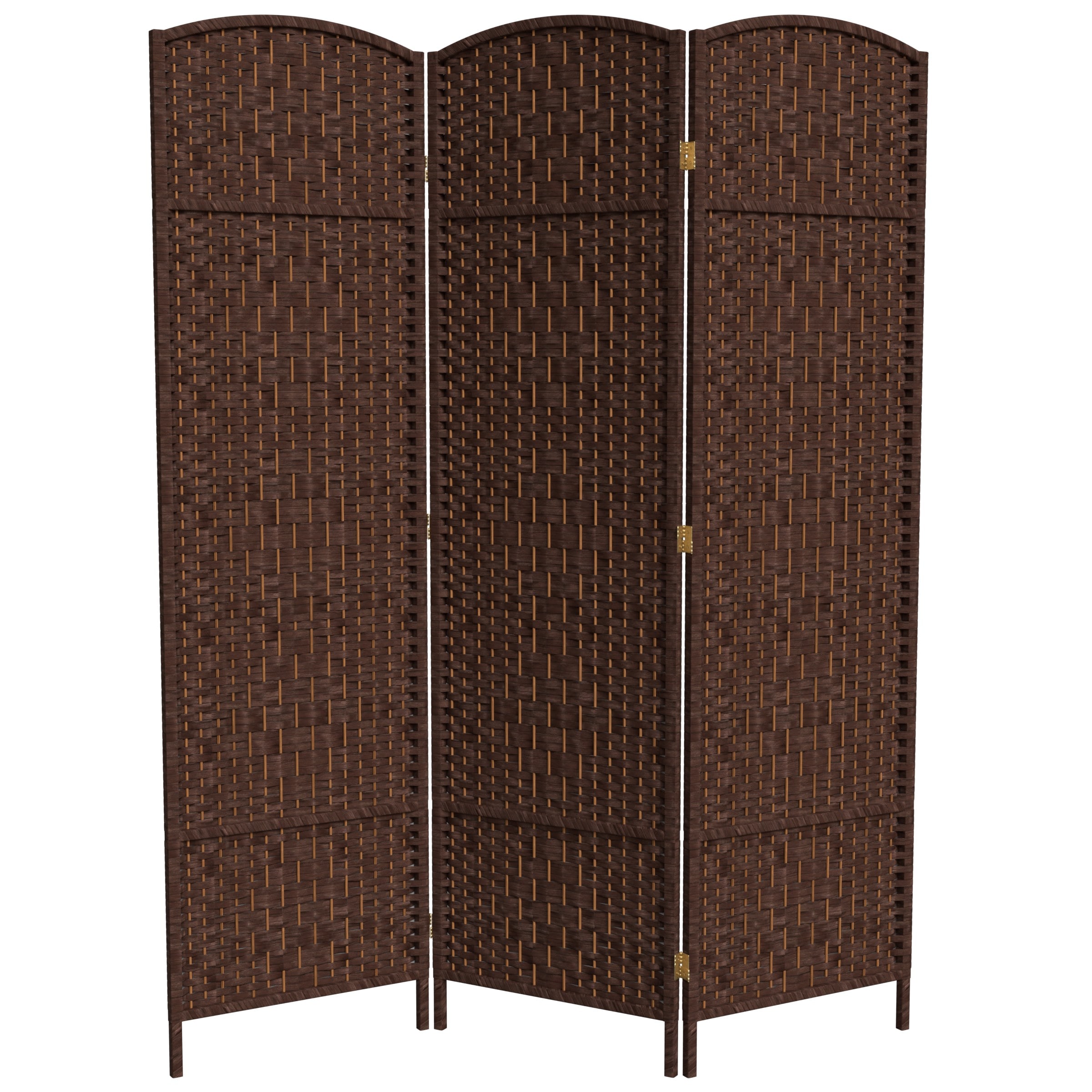 Oriental Furniture FB-OPDMND-3P-DMOC Diamond Weave 3 -Panel Dark mocha Wood Folding Transitional Style Room Divider