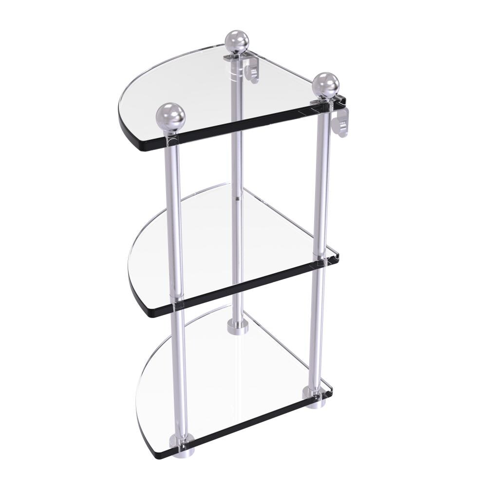 Allied Brass PR-6-SCH Prestige Regal Satin Chrome 3 -Tier Wall mount Corner Bathroom Shelf ( 8-in x 15-in x 8-in )