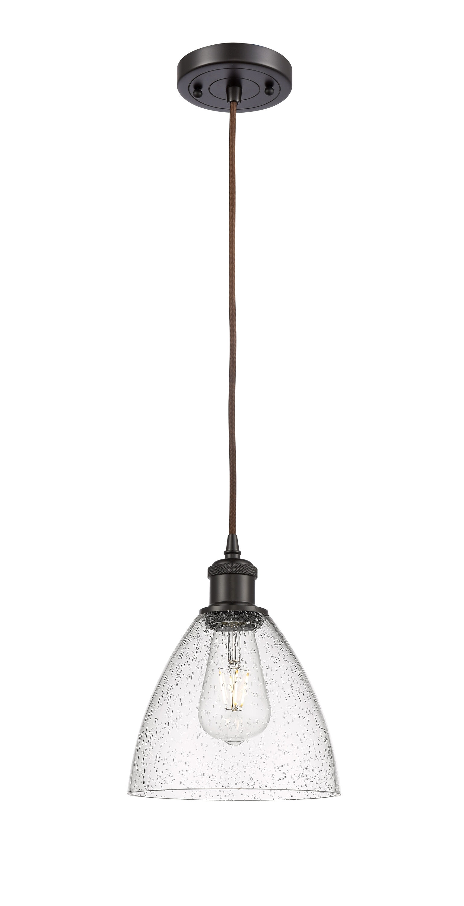 Ballston Sleek Mini Pendant in Oil Rubbed Bronze with Glass Shade