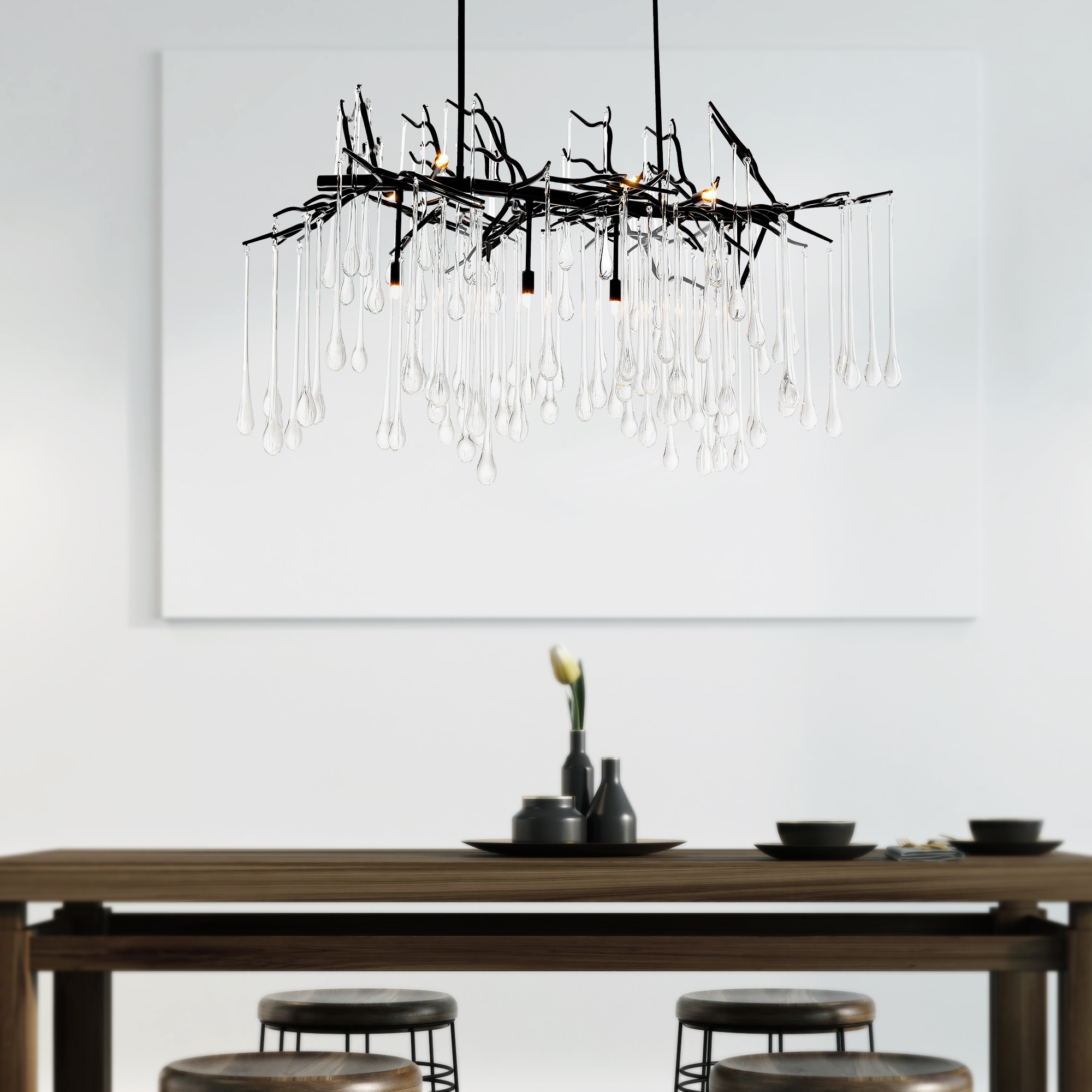CWI Lighting Anita 10-Light Black Glam Led Antler Chandelier