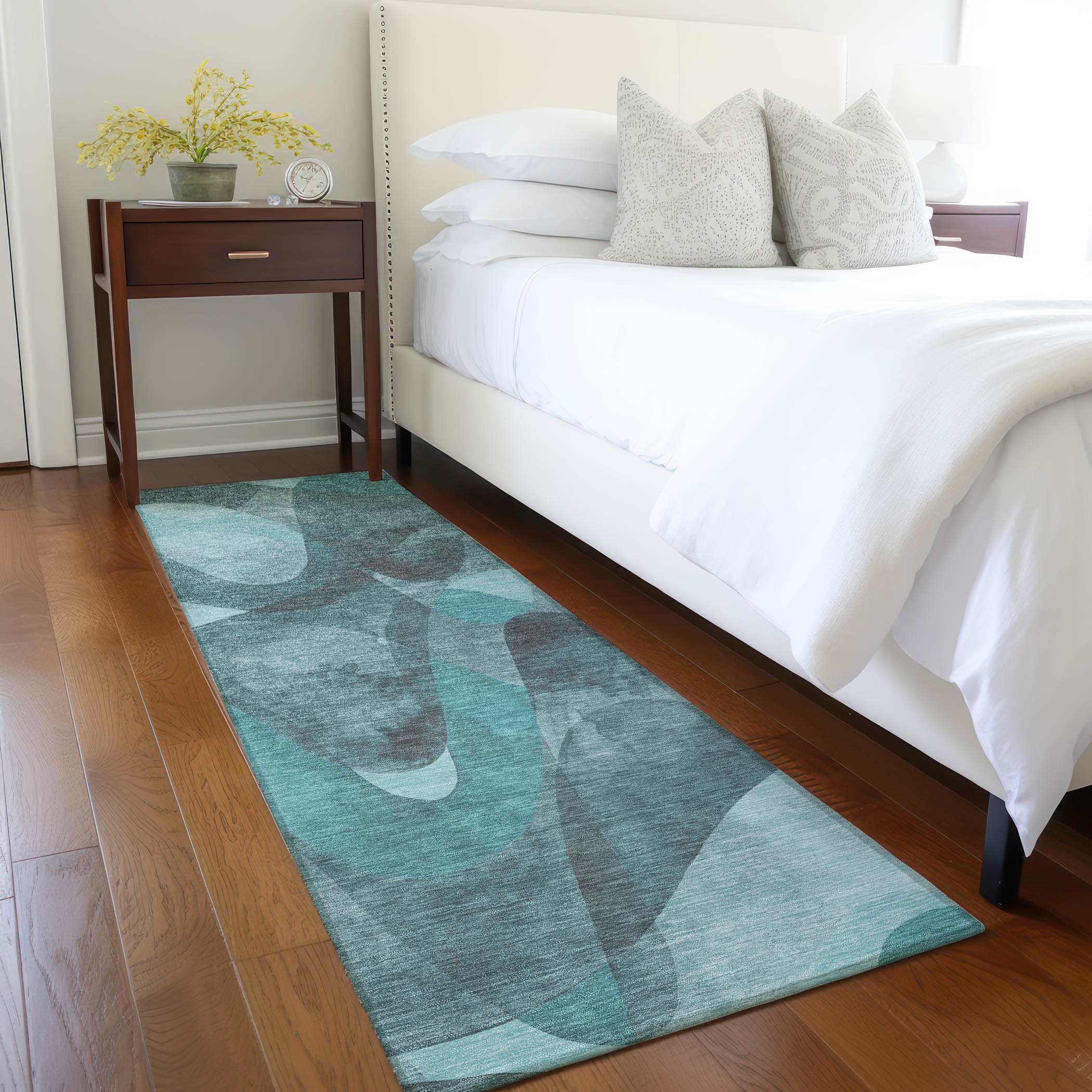 Addison Rugs ACN536TE2X8 Chantille 2 x 7 (ft) Polyester Teal Rectangular Indoor/Outdoor Geometric Mid-Century Modern Machine washable Area rug