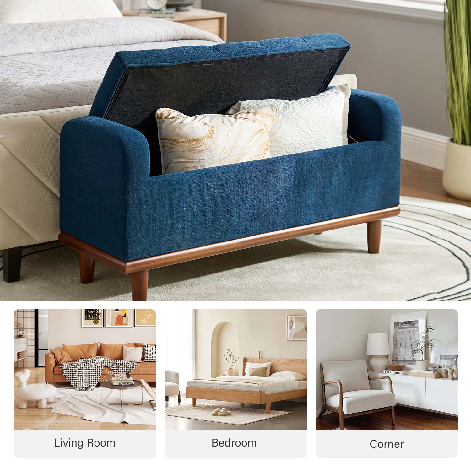 14 Karat Home BEOY0568-NAVY bench - View #6