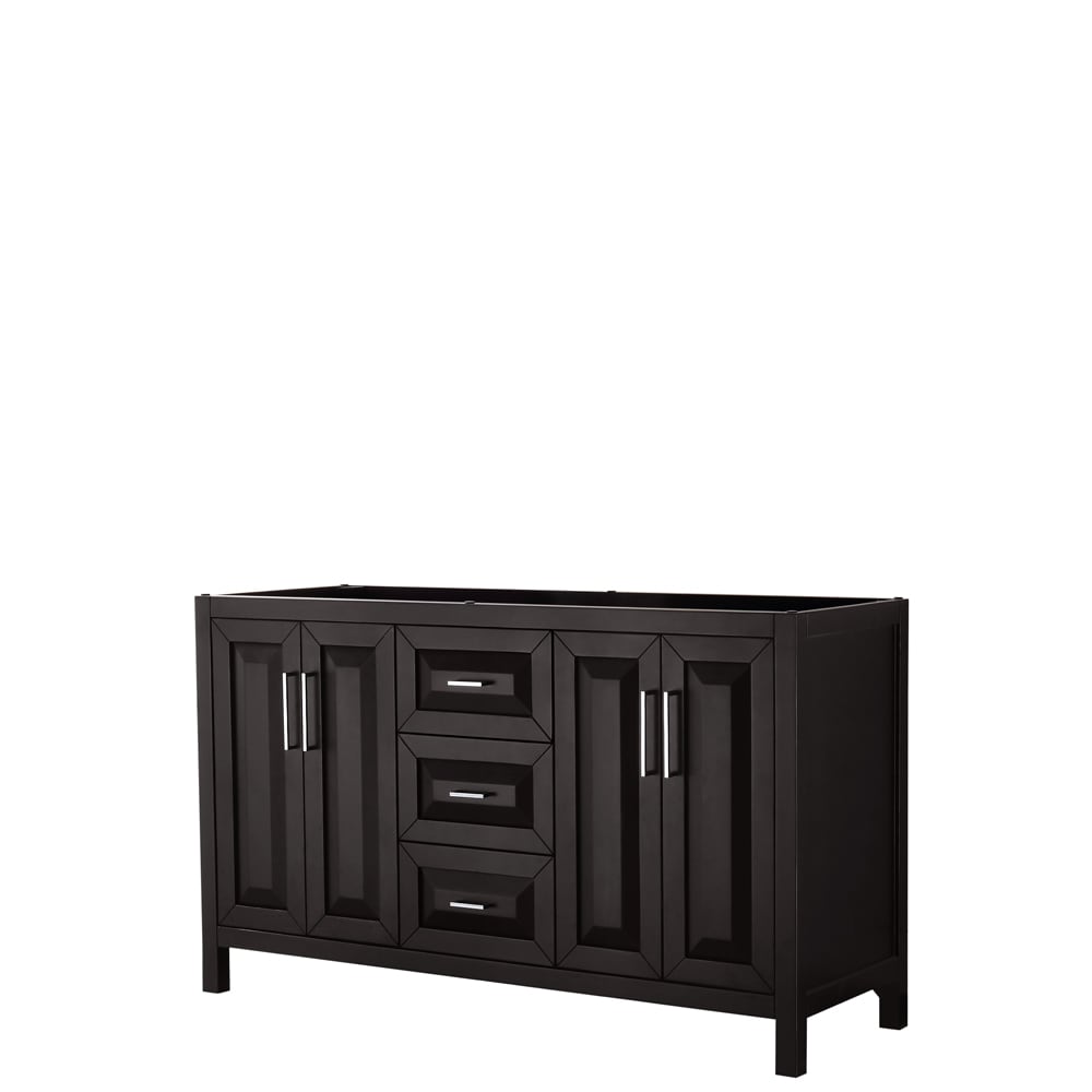 Wyndham Collection WCV252560DDECXSXXMXX Daria 60-in Dark Espresso with Polished Chrome Trim Bathroom Vanity Base Cabinet without Top