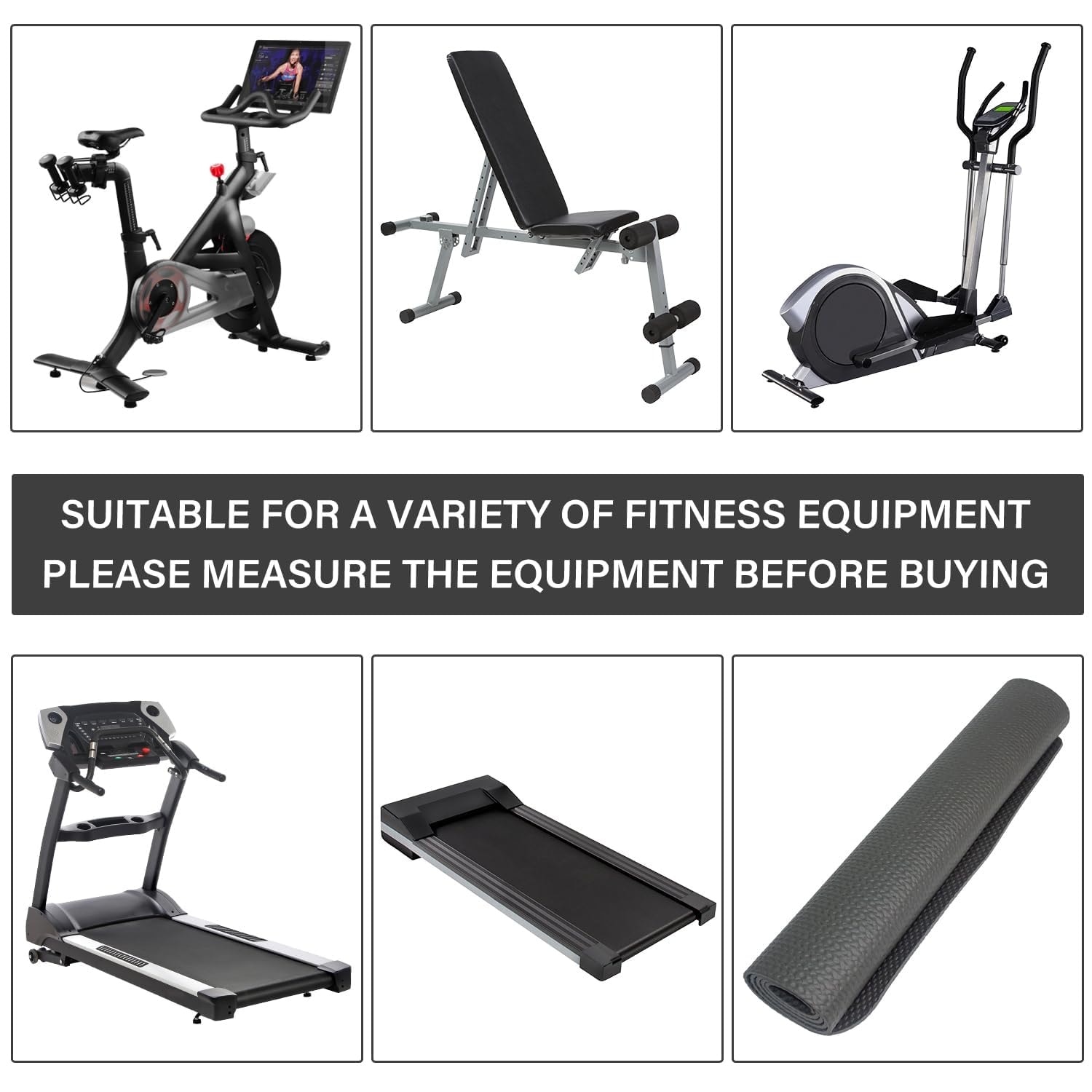 Etokfoks - Rubber Treadmill Mat 47 3 x 23 6 inches Noise Reducing Waterproof Protector for Fitne...