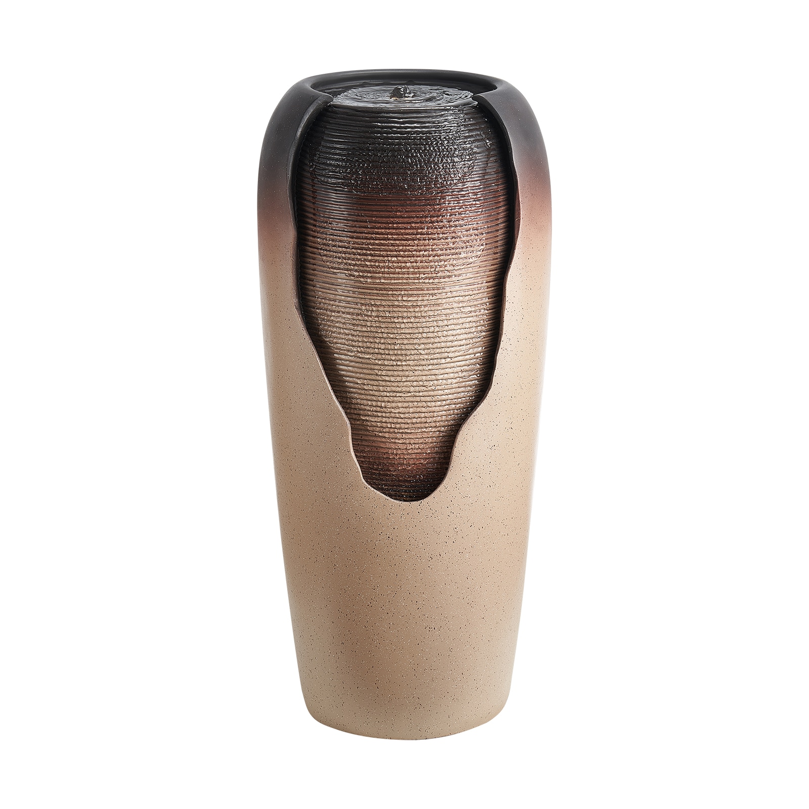 GIVIMO 30.71-in Tall Outdoor Floor Standing Water Fountain - 1-Tier Glazed Jar Design with LED Light and Pump