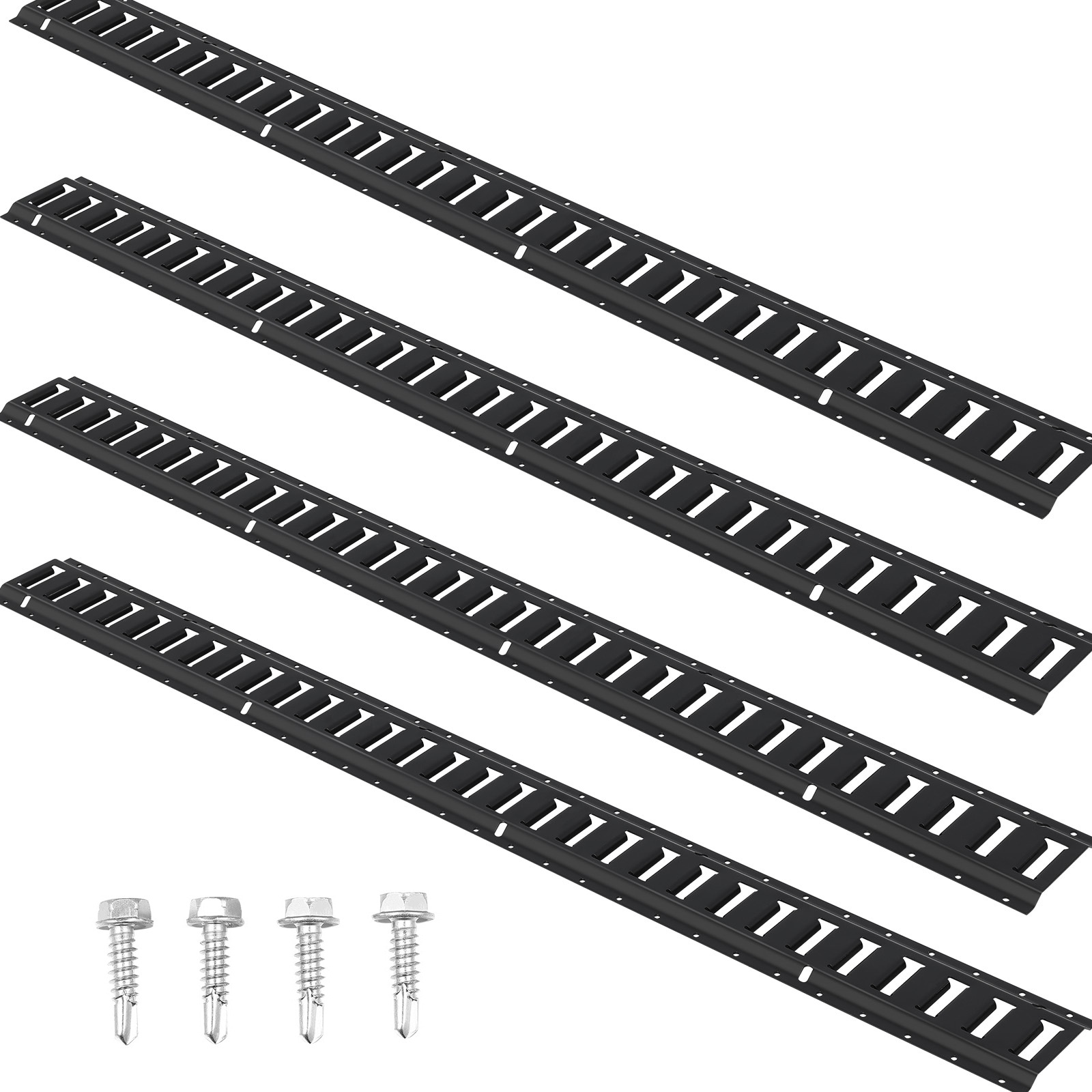 Mecale 4-Pack 5-ft Steel E-Track Tie-Down Rails with 30 Slots and Mounting Screws - 2000-lb Capacity #YAS-L9QDIE