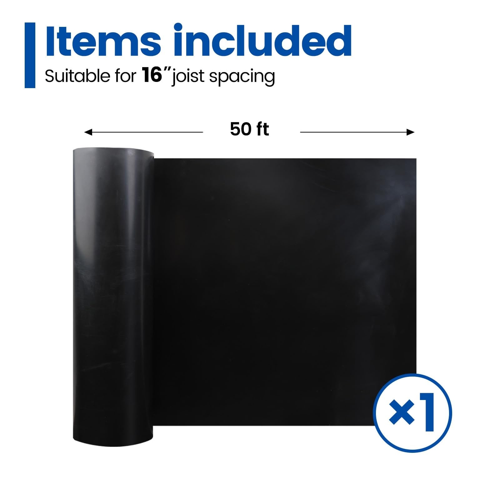 Etokfoks  1 Pack 50FT Black Under Deck Drainage System Trough HDPE Waterproofing Membrane 20 in Width