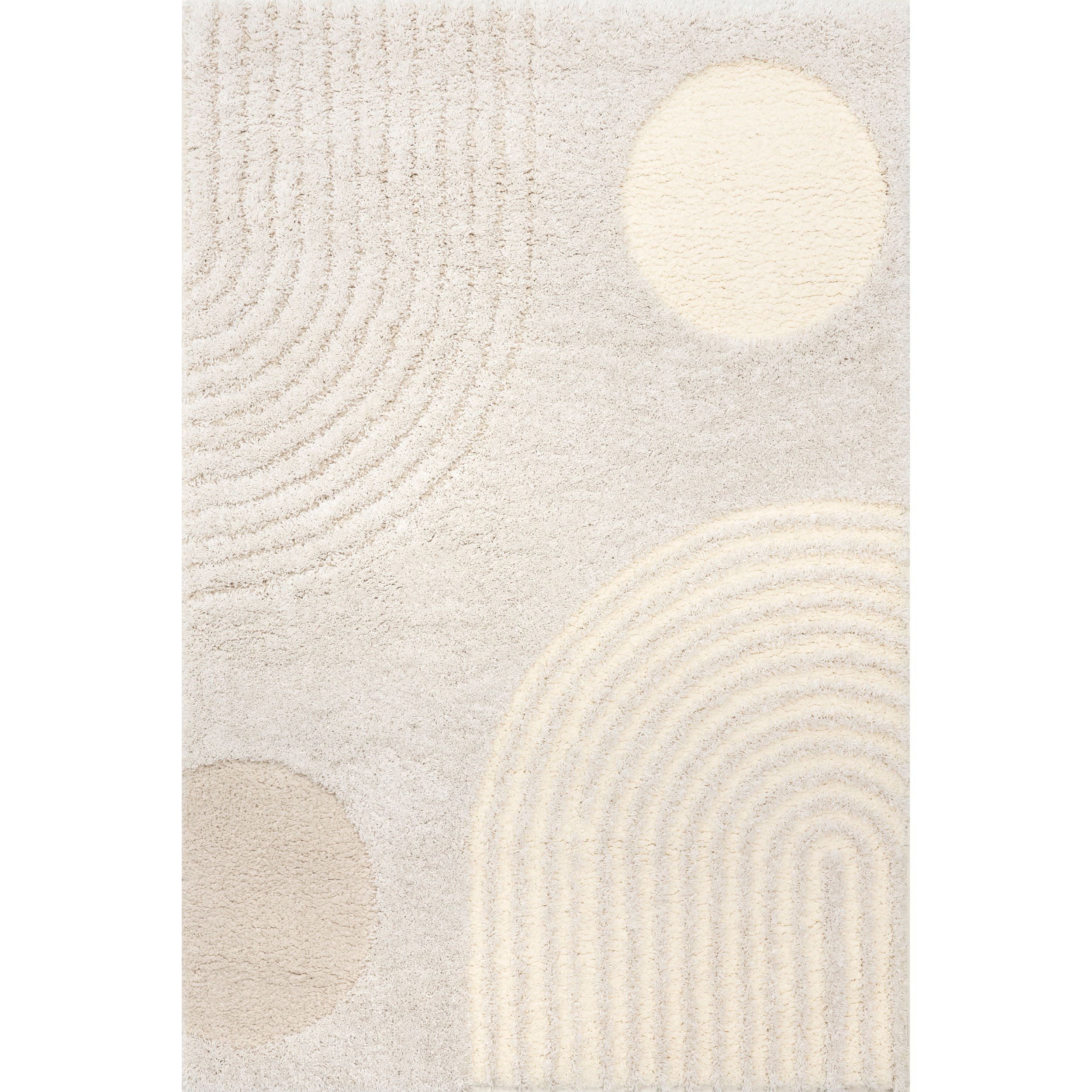 Gloria Beige Abstract Shag 4x6 Synthetic Area Rug