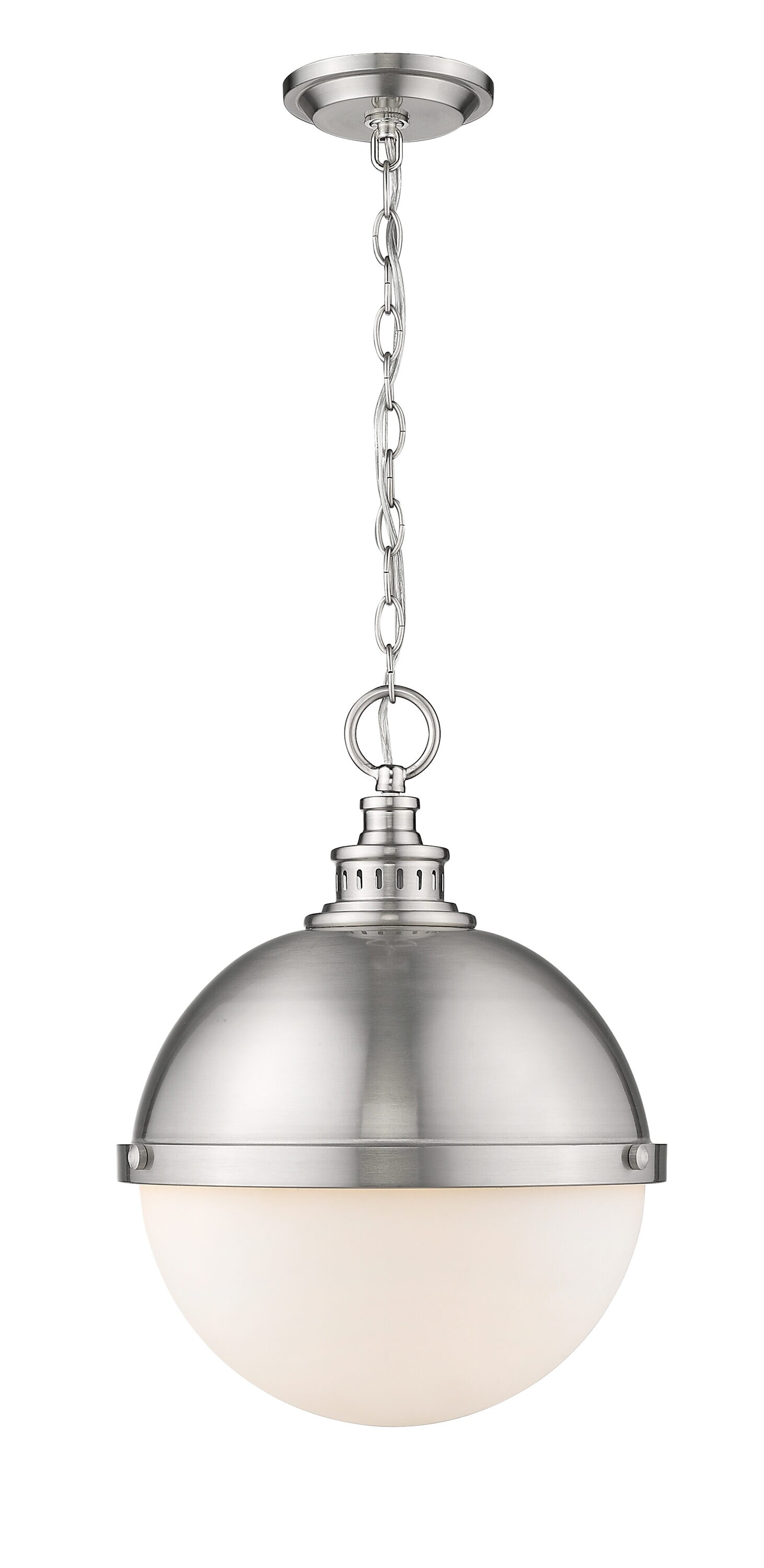 Z-Lite 619P14-BN Peyton 2 -Light Brushed Nickel Modern/contemporary Opal glass Globe Medium Hanging Pendant light