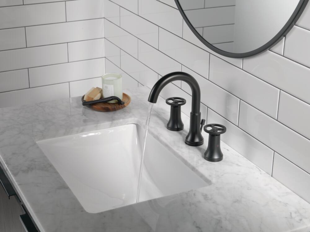 Matte Black Brass Modern Widespread Bathroom Faucet