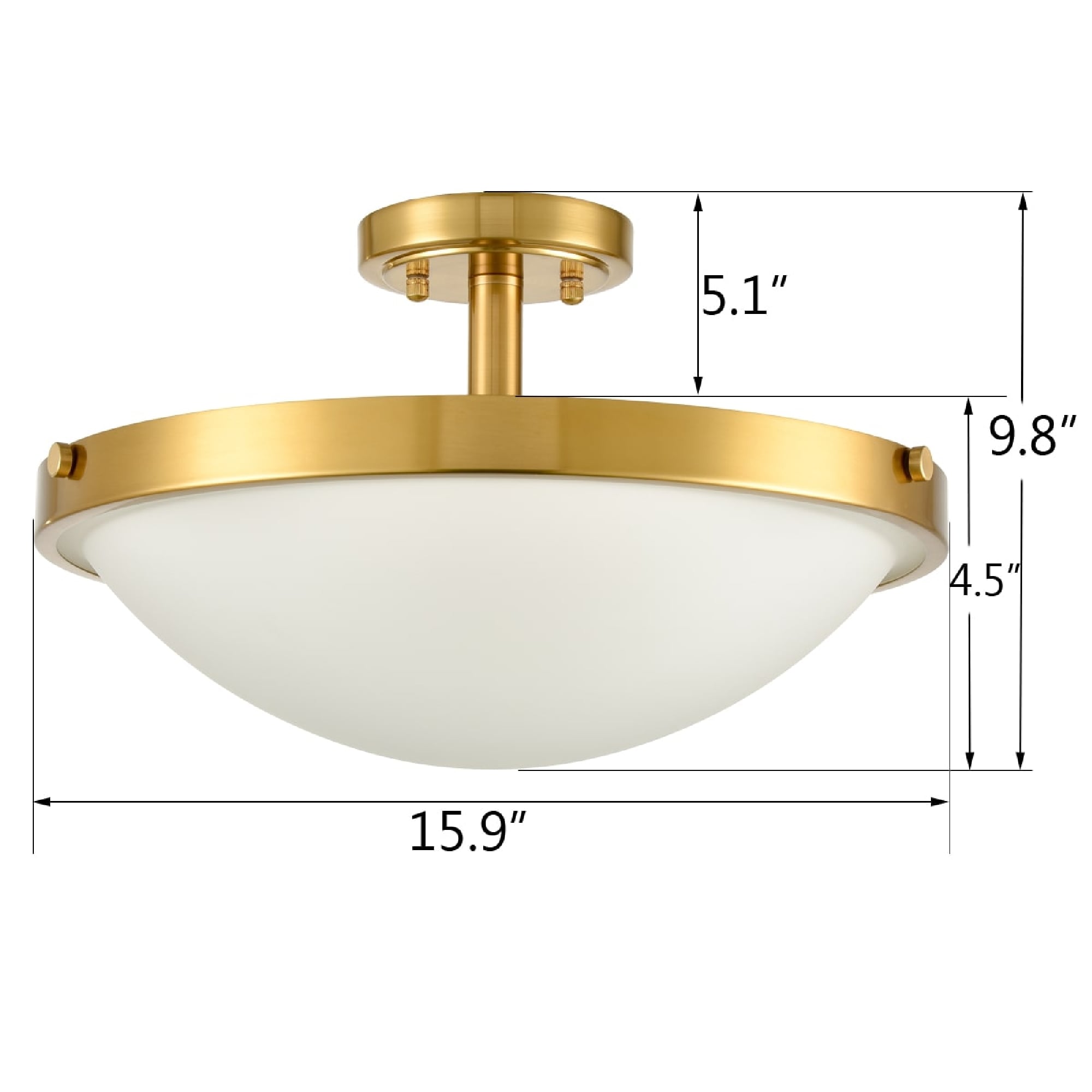 Tiffany Brushed Brass and Frosted Glass Bowl Semi Flush Mount Light