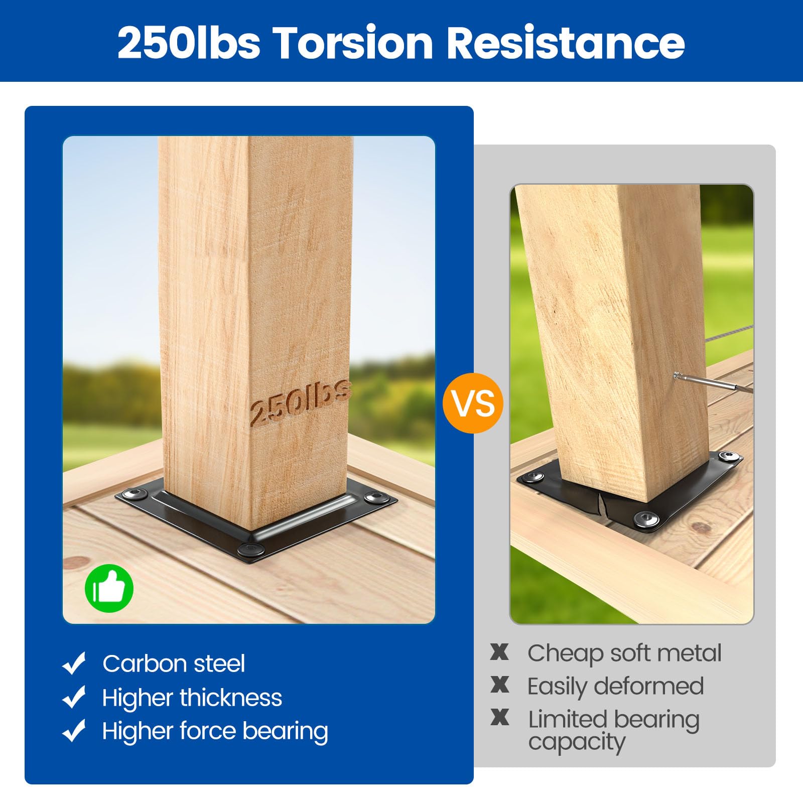 Aoibox 10 Pack 3 5 x 3 5 in Wood Post Base Plate Connector Black Powder ...