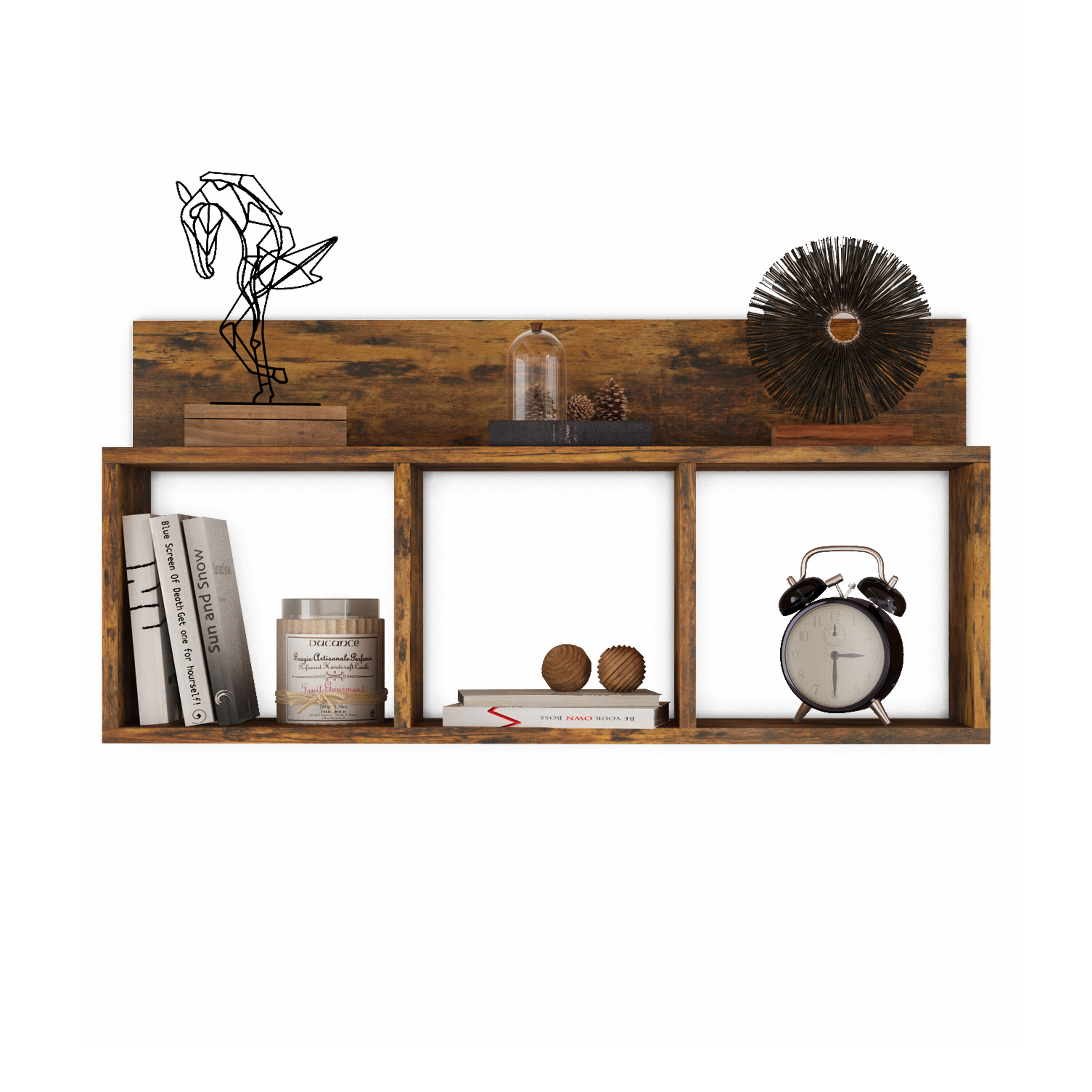 DANYA B 47.25 in. H White MDF 5-Tier Decorative Wall Shelf