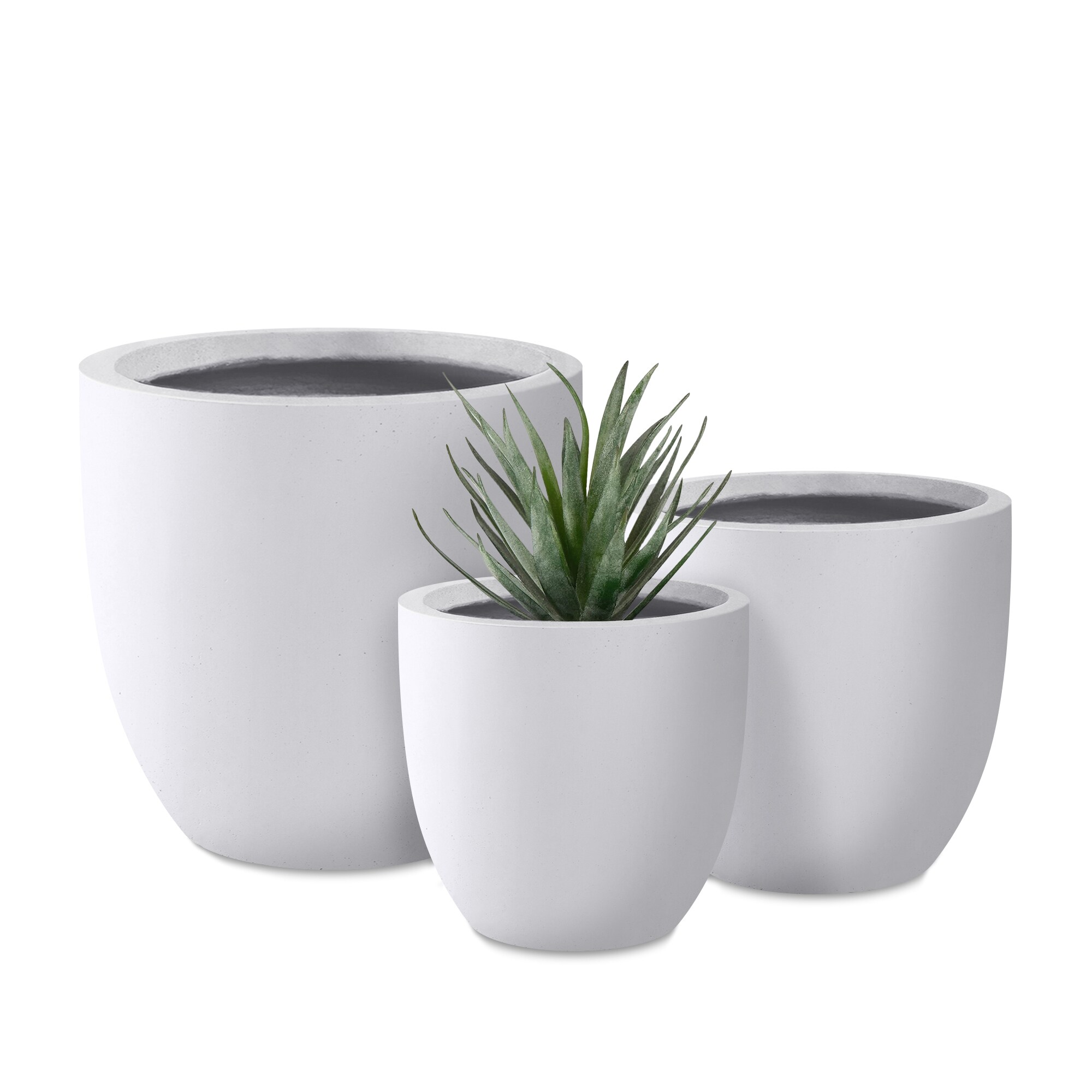 PLANTARA 3-Pack Round 18-in W x 17-in H White Concrete Contemporary ...