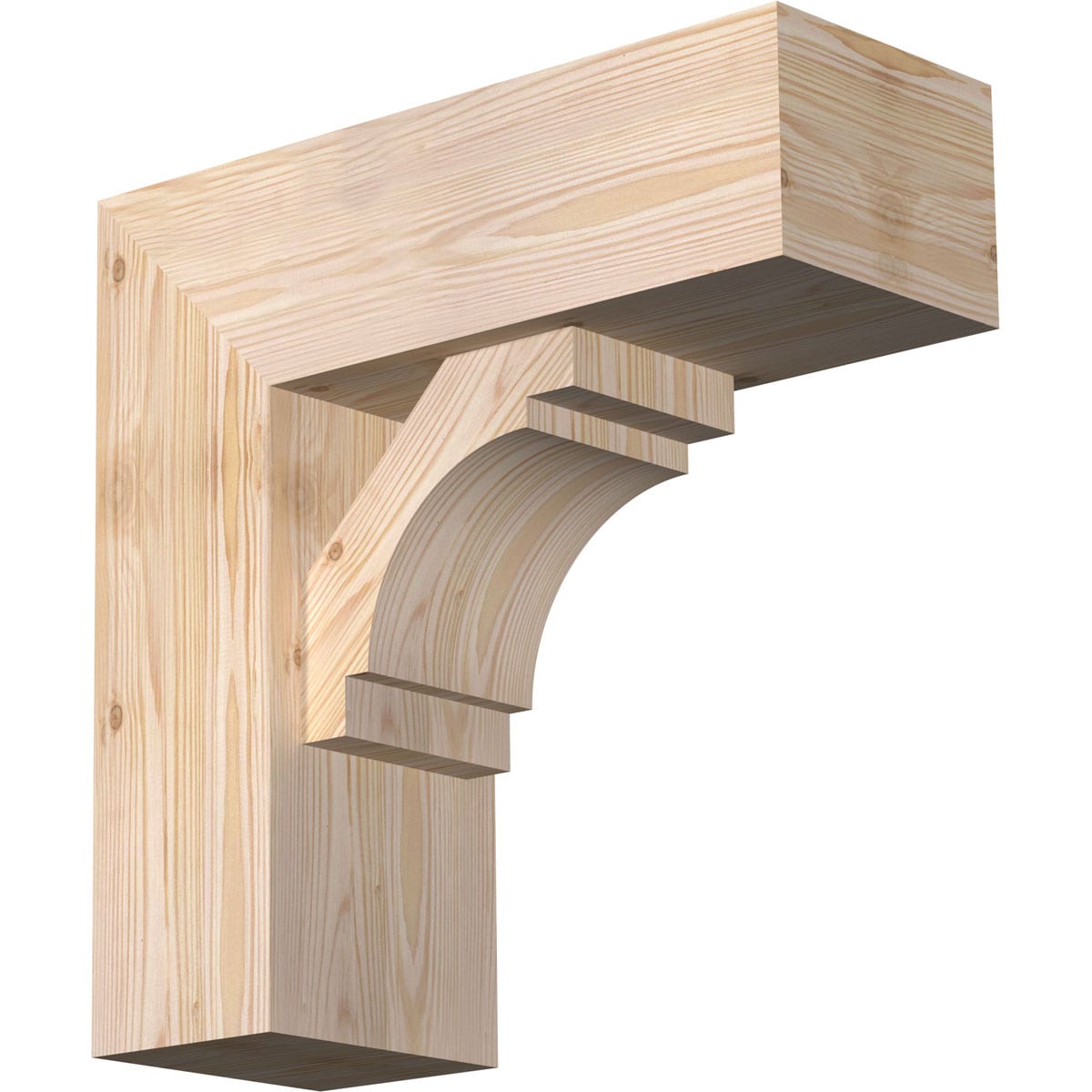 Ekena Millwork 1463366 Merced Block Smooth Bracket with Offset Brace Douglas Fir Wood Standard Bracket