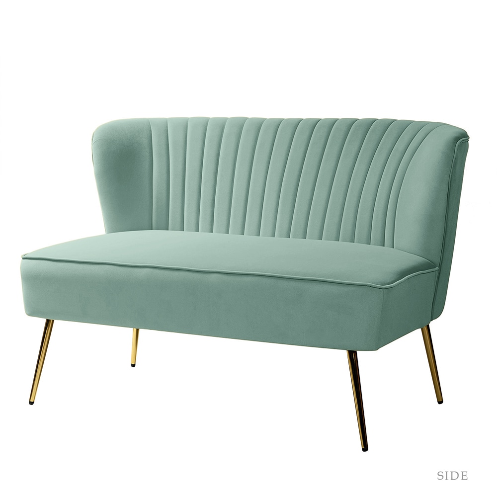 14 Karat Home SFM0140-SAGE 46.8-in Farmhouse SAGE Velvet Loveseat