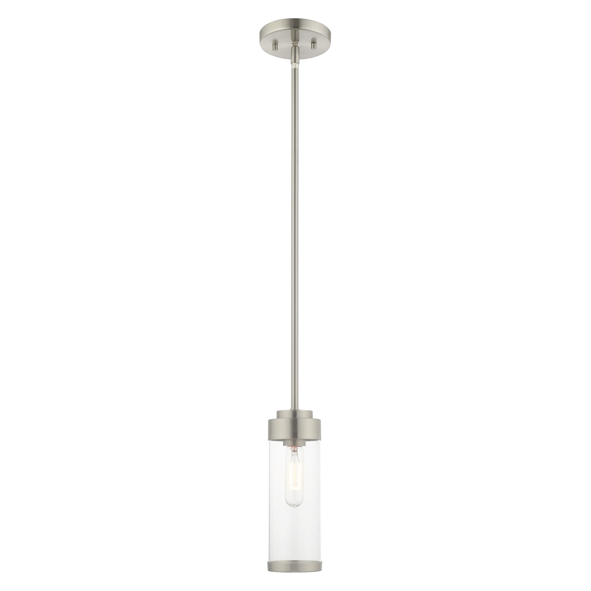 Brushed Nickel Mini Pendant with Clear Glass Shade