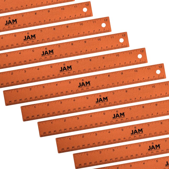 Jam Paper Stainless Steel Ruler - 12 Inches - Lime Green - Metal - Pack of 12 | 347M12LIB
