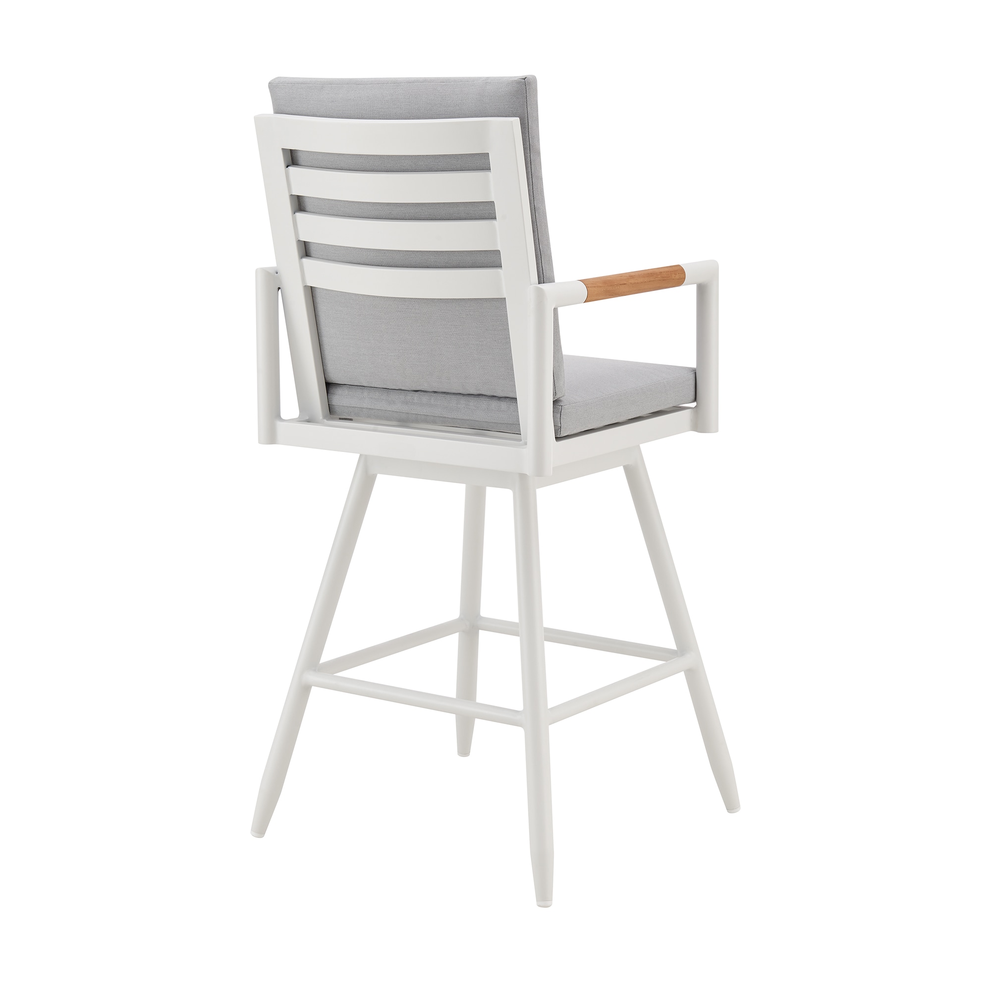 Armen Living LCCRSWBAWH26 Gray 26-in H Counter height (24-in to 27-in) Square Seat Upholstered Metal Back Bar Stool with Arms and Back