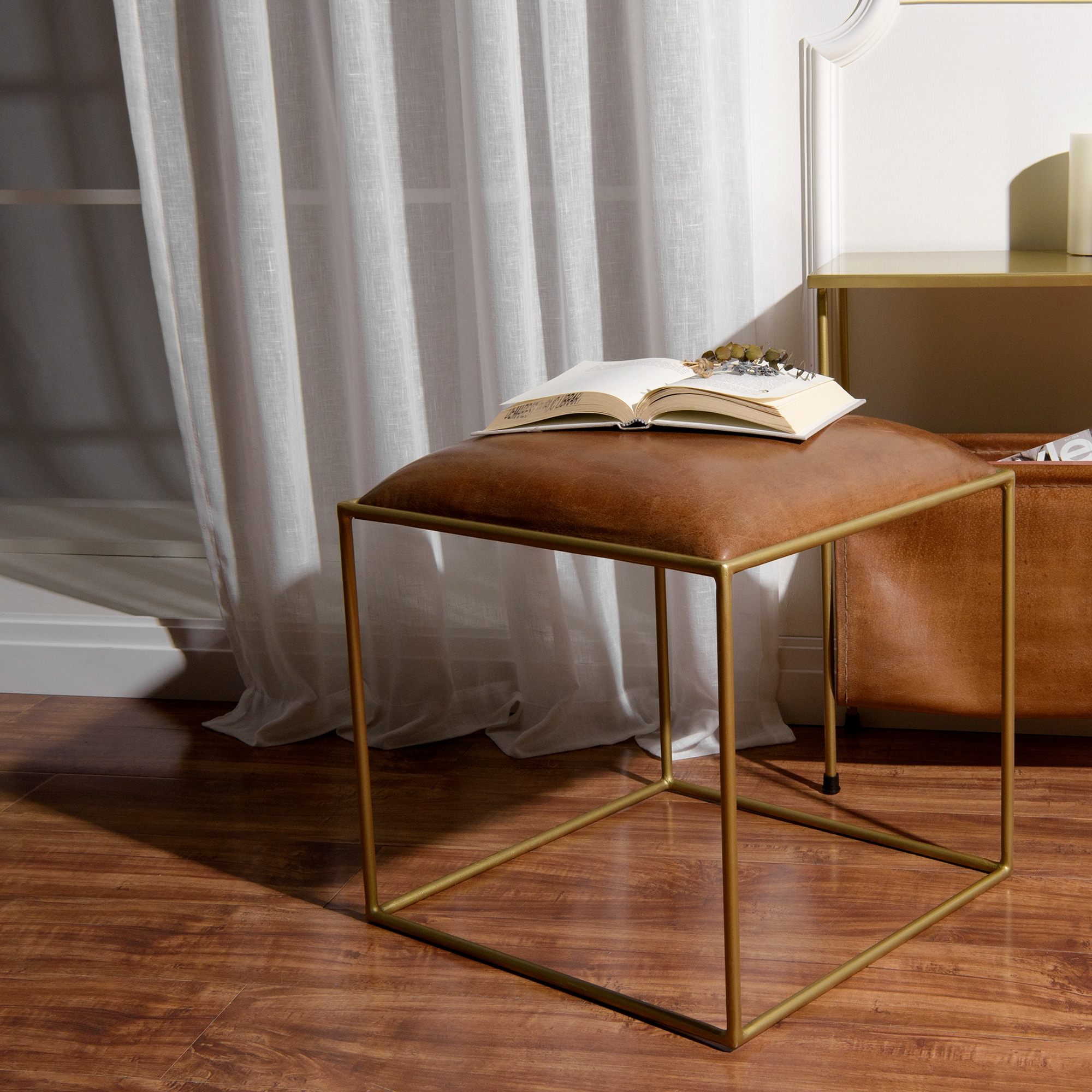 Best Home Fashion STOOL-PR02-LEATHER End-Tables - View #2