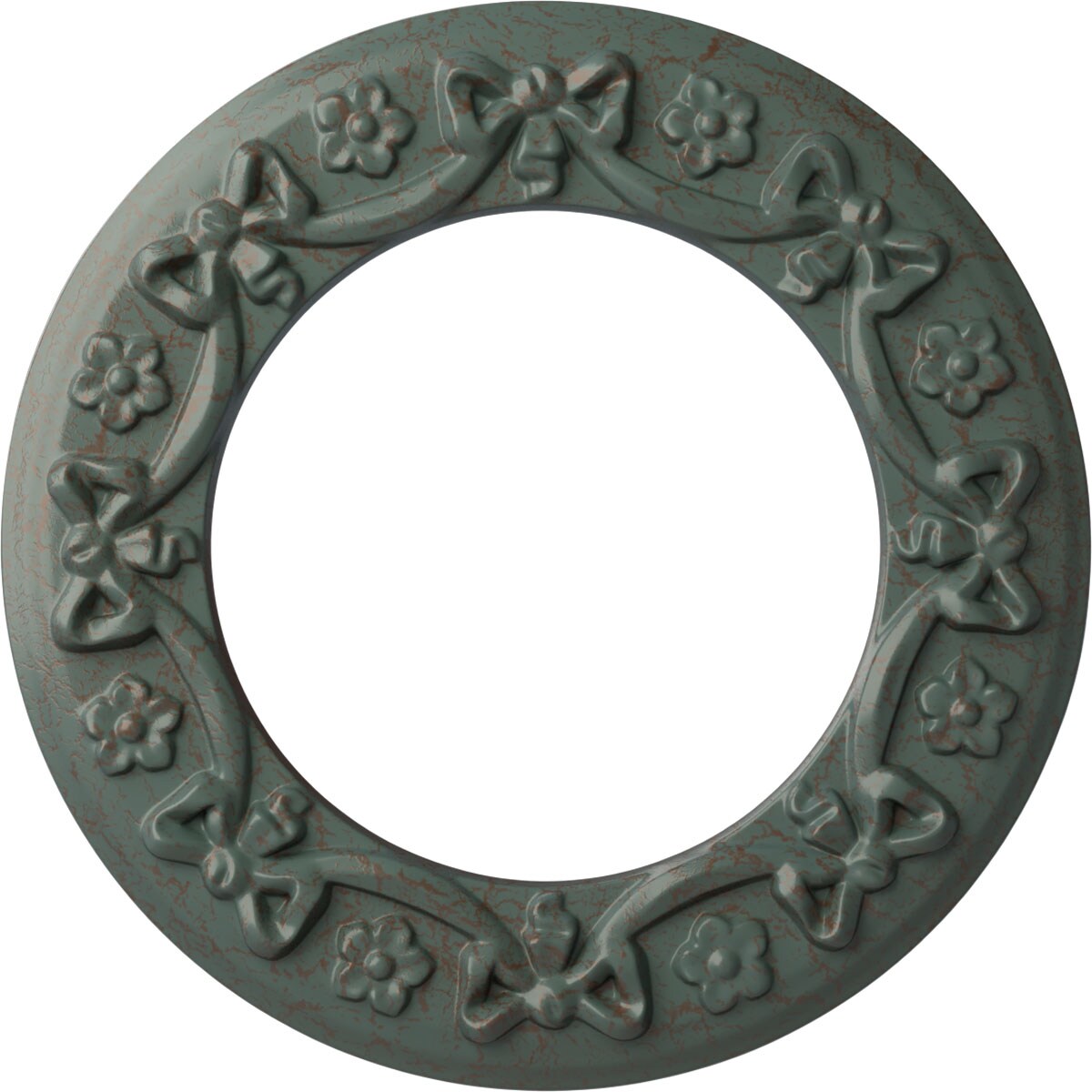 Ekena Millwork CM12RICBC Ribbon with Bow 12.25-in W x 12.25-in L Painted Cloud Burst Crackle Polyurethane Whole Ceiling Medallion