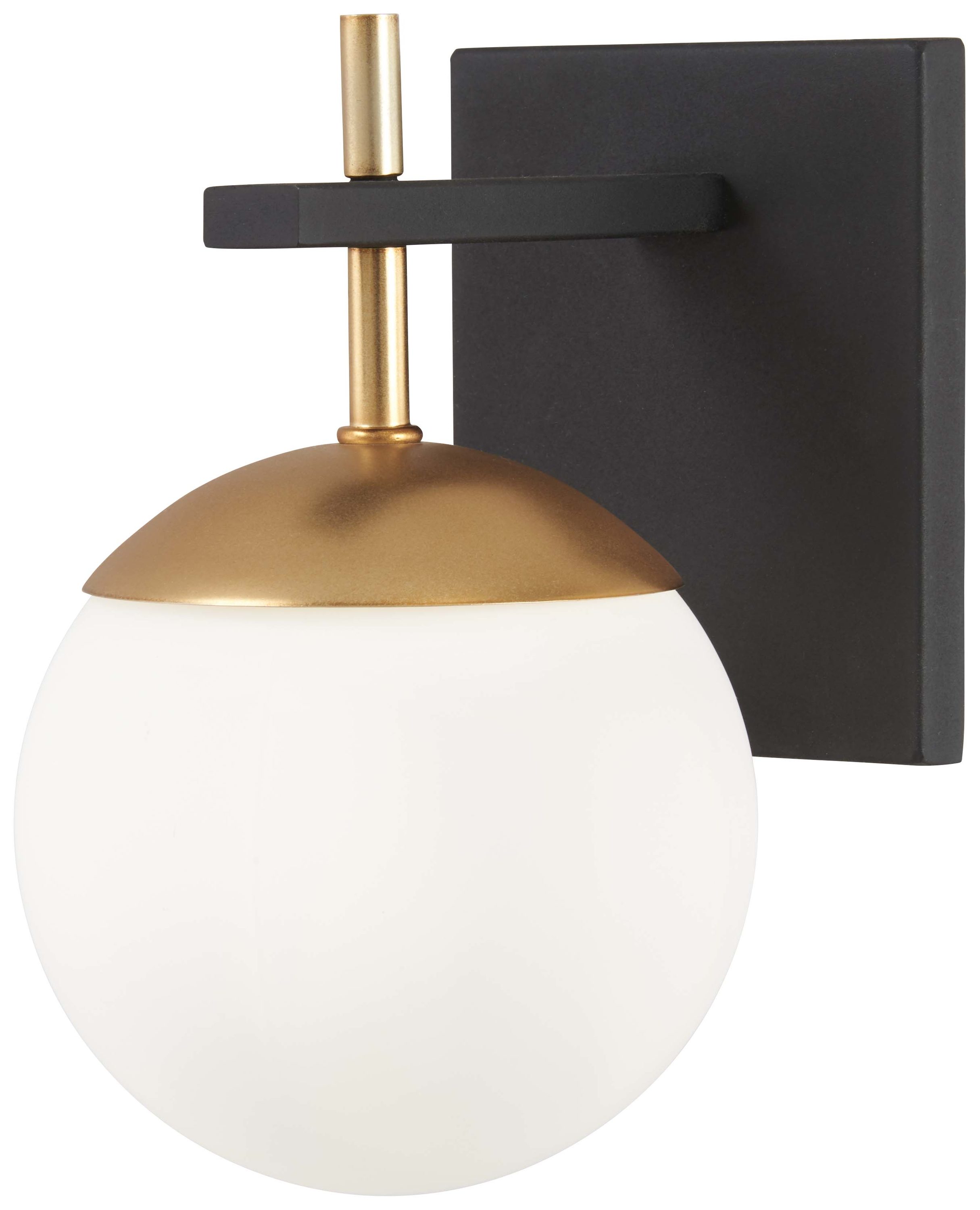 Alluria Etched Opal Glass Wall Sconce in Weathered Black and Autumn Gold
