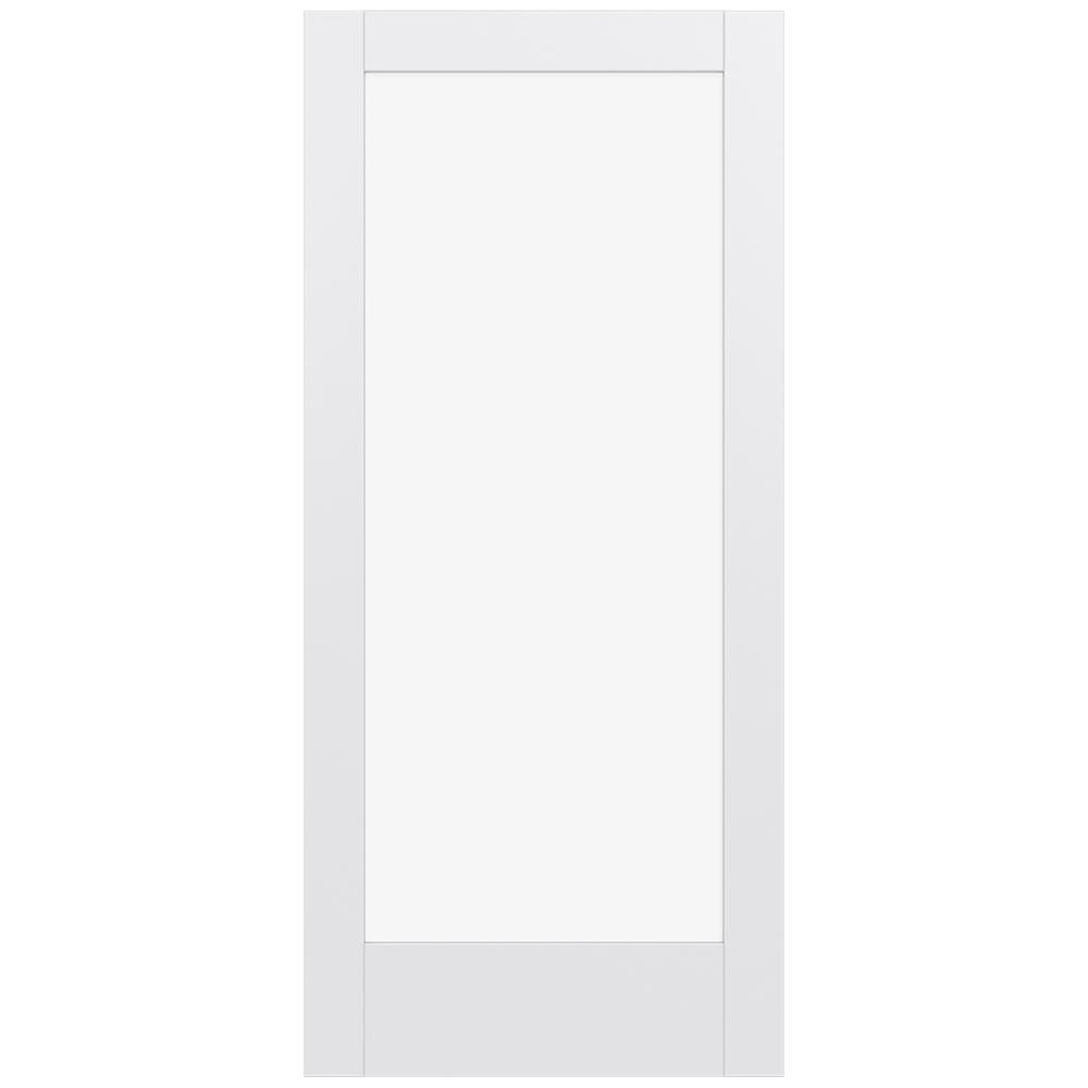 JELD-WEN LOWOLJW221100227 MODA 1011 36-in x 80-in Primed 1-panel square Clear glass Smooth Solid core Primed MDF Slab Door