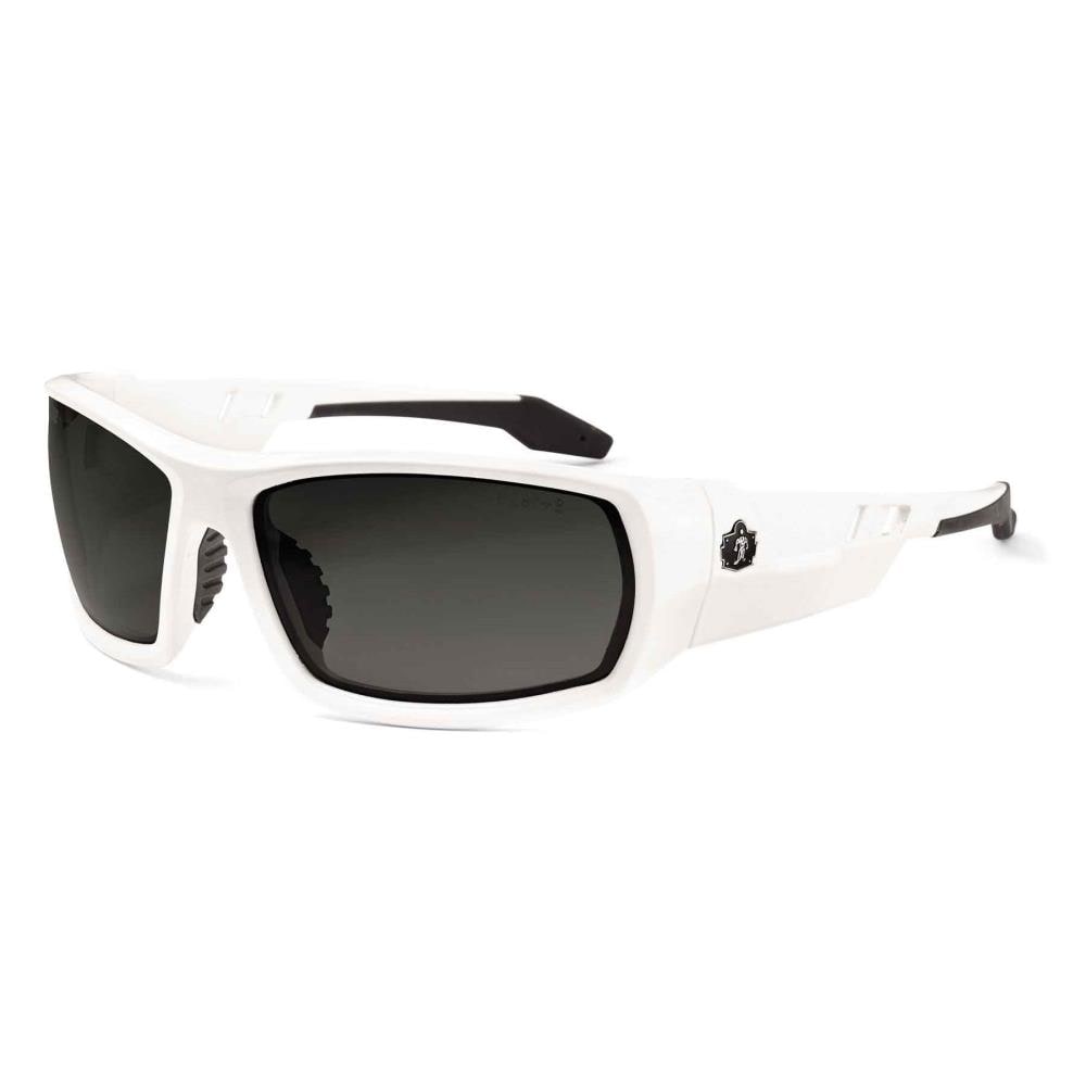 Skullerz Ergodyne Odin Safety Glassessunglasses White Frame Smoke Lens Impact Resistant